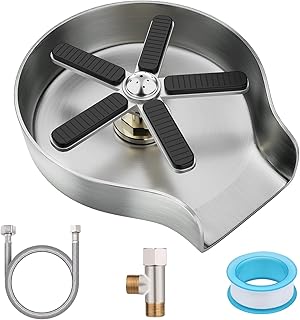 Mckanti Metal Kitchen Sink Glass Rinser, Faucet Glass Rinser for Kitchen Sinks Stainless Steel Sink Cup Washer Baby Bottle Washer Cup Rinser Bar Cup Cleaner Sink Attachment Kitchen Sink Accessories