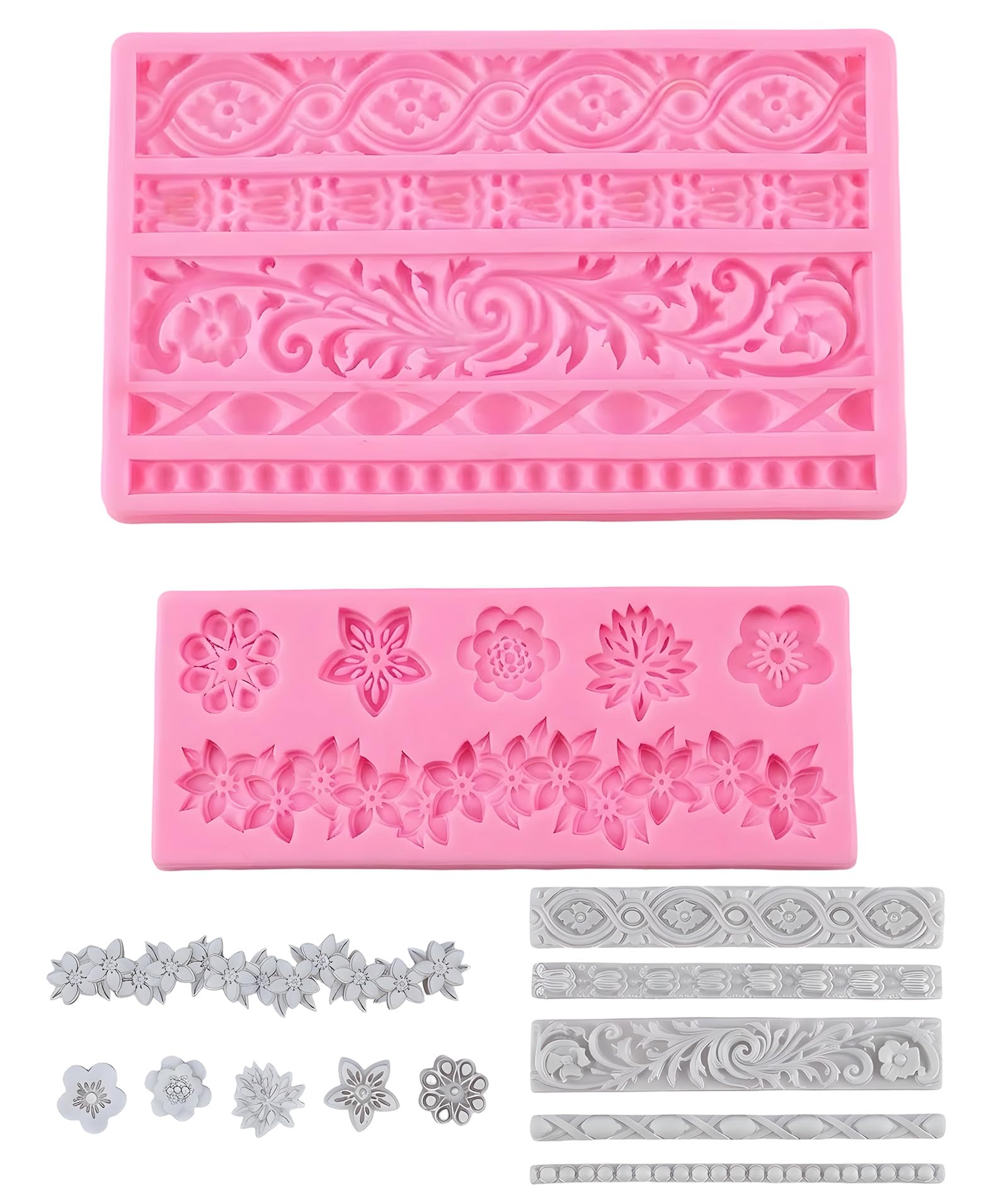 Clay Moulds for Art and Craft, Silicone Mould for Clays Art and Baking Projects, Decorative Patterns for Cake Borders and Polymer Clay, 19 x 12 cm-picture-24