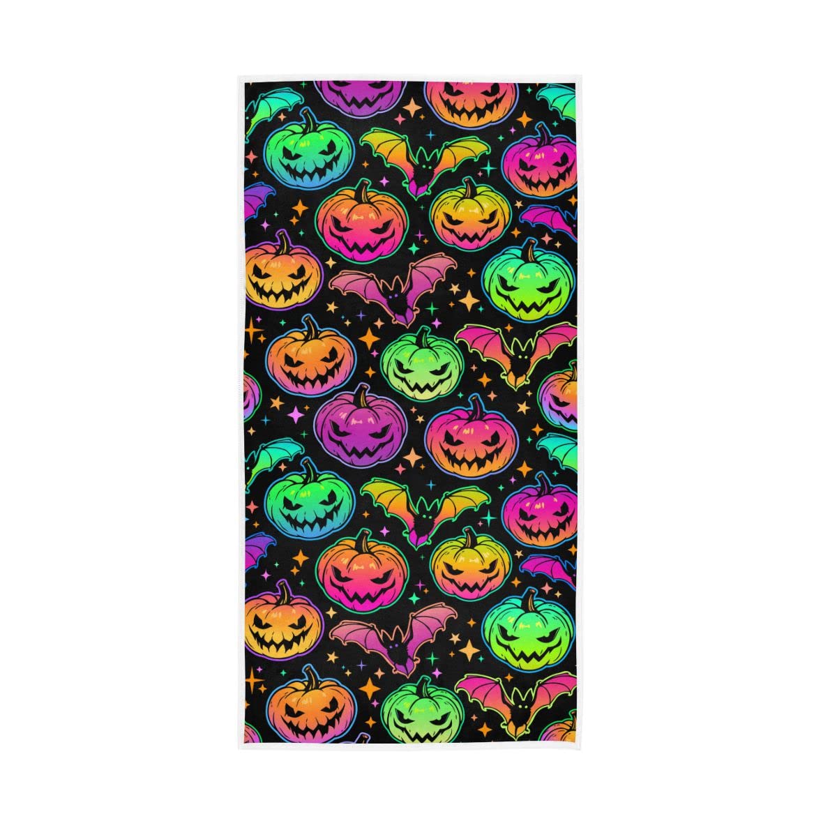 HUYGD Bright Halloween Pumpkins and Bats Soft Bath Towel Absorbent Hand Towels Multipurpose for Bathroom Hotel Gym Spa 30"x15"
