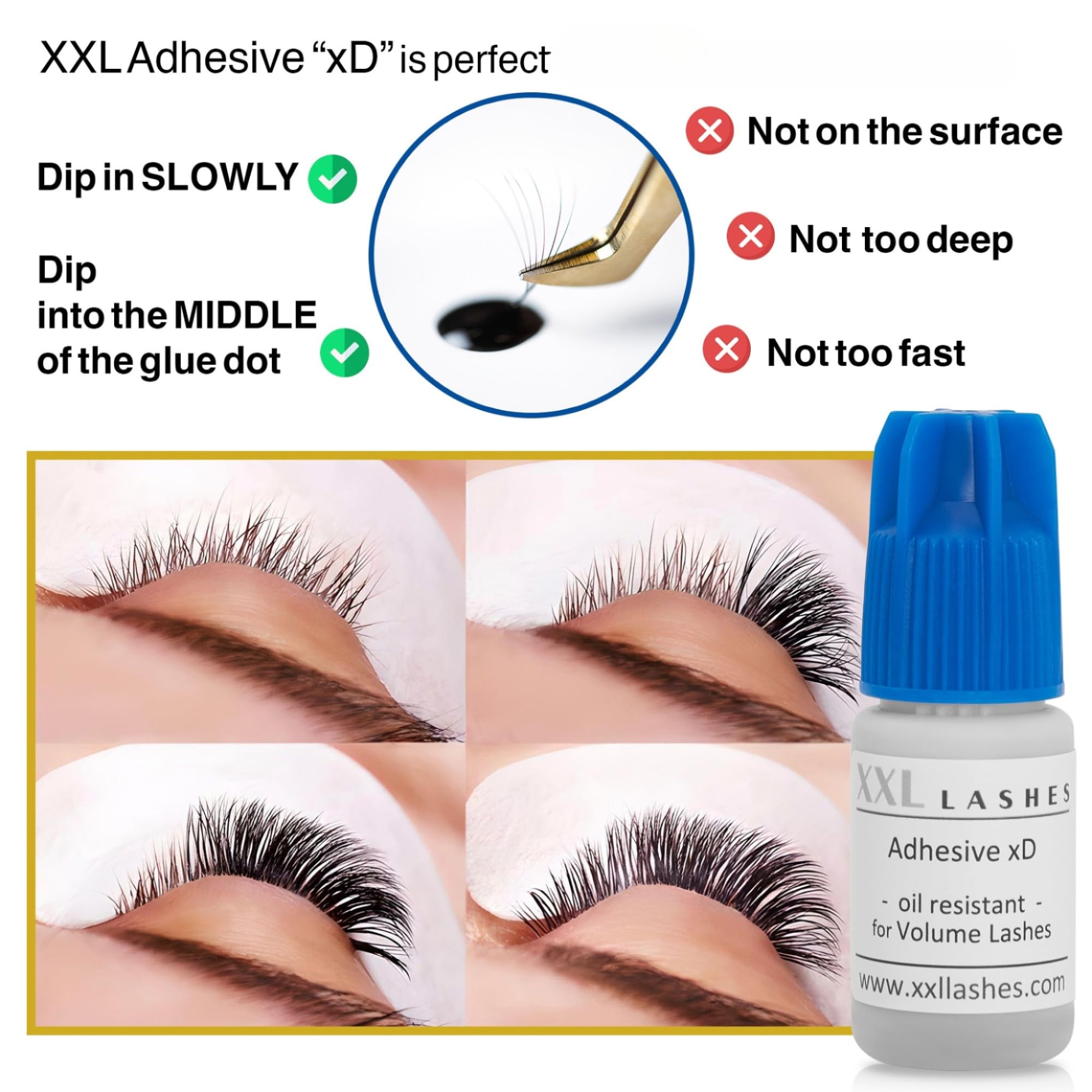 XXL Lashes Adesivo xD Colla per Allungamento Ciglia, 5 ml