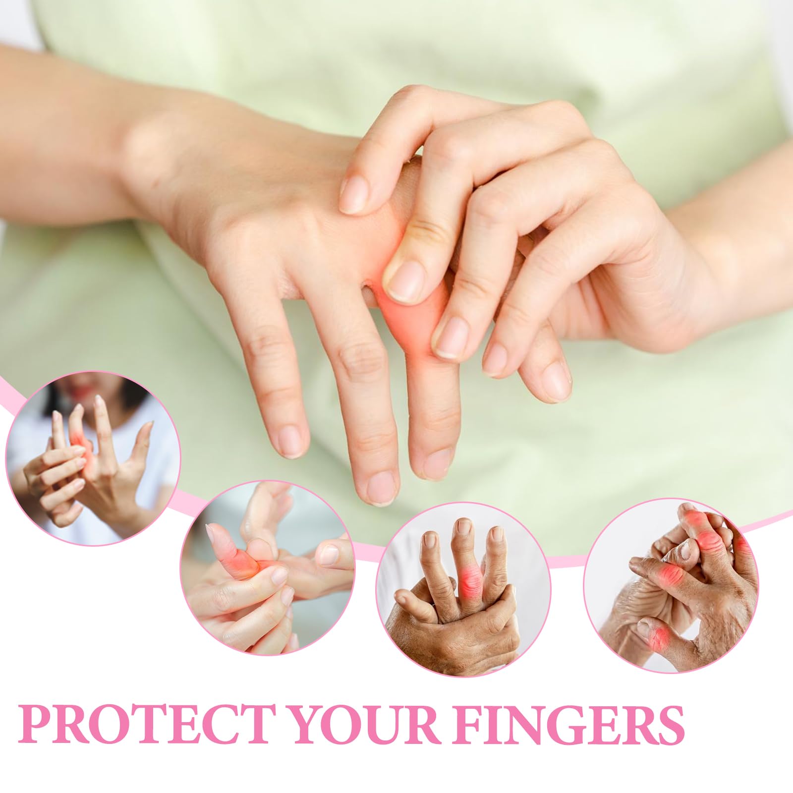 JJUNW Lot de 14 protège-doigts en silicone - Deux tailles - Protection des doigts - Protection des doigts - Soutien pour la czéma des mains - Arthrite des doigts - Travail - Sport - Travail domestique