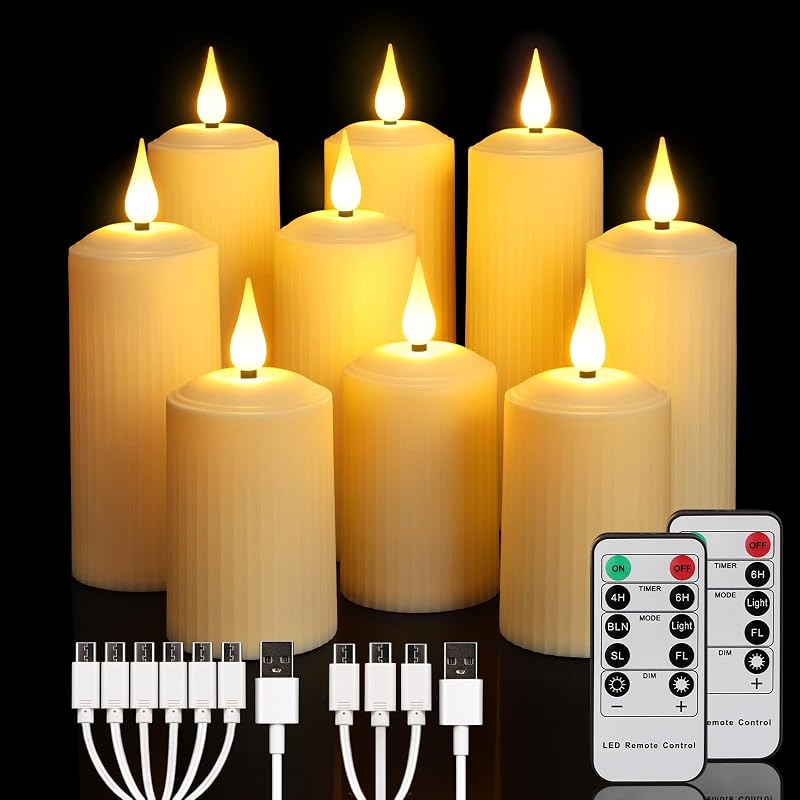 ZIYOUDOLI LED gyertyák távirányítóval 9 db szett vízálló időzítővel