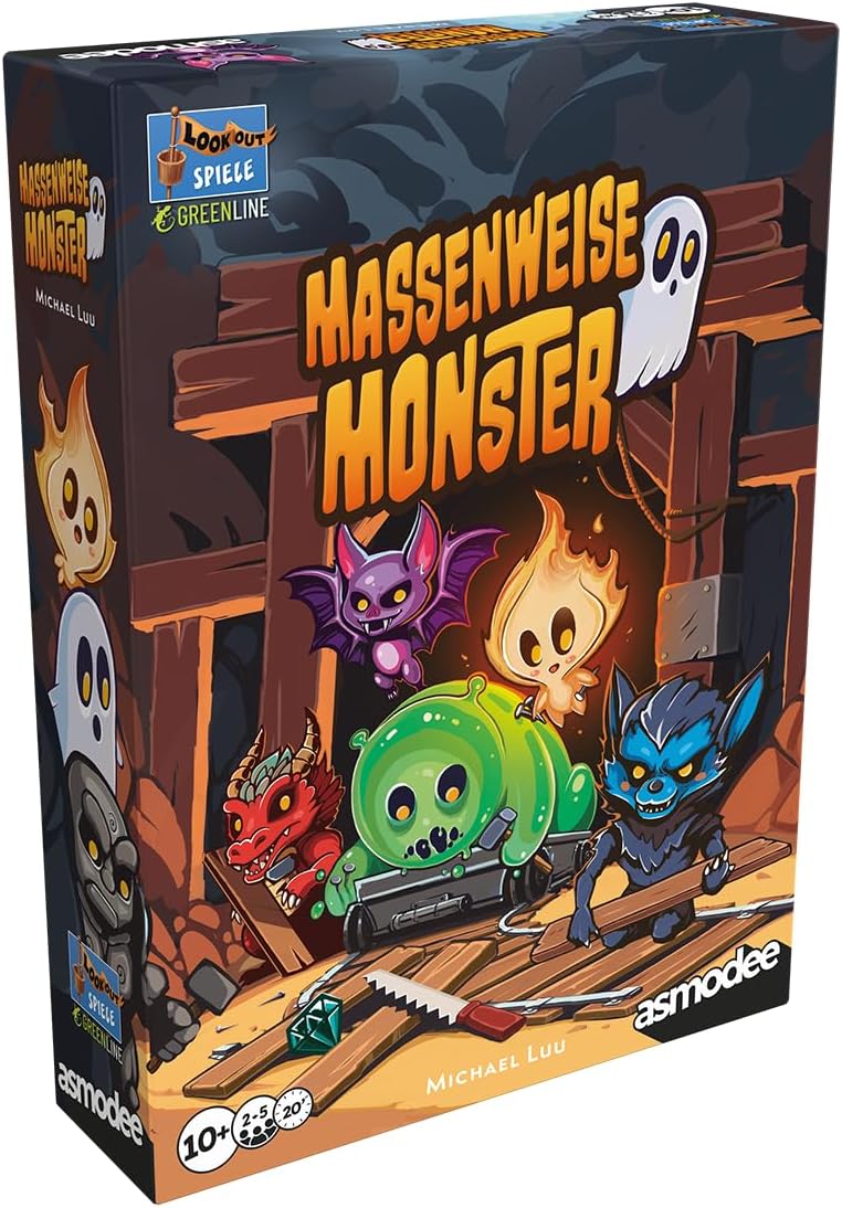 Asmodee, Mass Monster, German Version, Fast Family Game for 2-5 Players from 10 Years, Tile Game with 20 Minutes Playing Time per Game