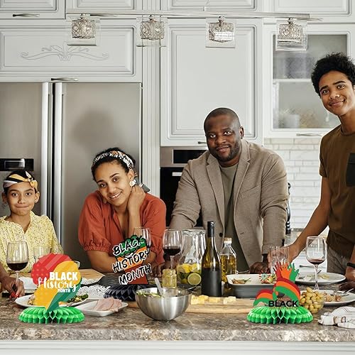 Miniatura 3 de 9 piezas de cartel negro del mes de la historia centro de mesa de panal para decoración de mesa, festival de país afroamericano I am Black History