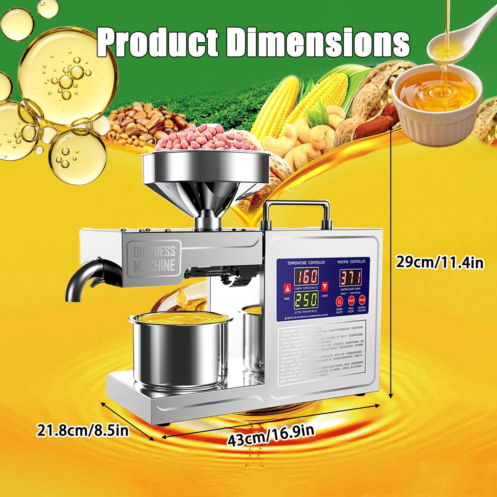 Máquina hidráulica de prensado de aceite, extractor de aceite de acero inoxidable para el hogar, exprimir aceite de maní, semillas de lino, perilla, oliva, semillas de girasol