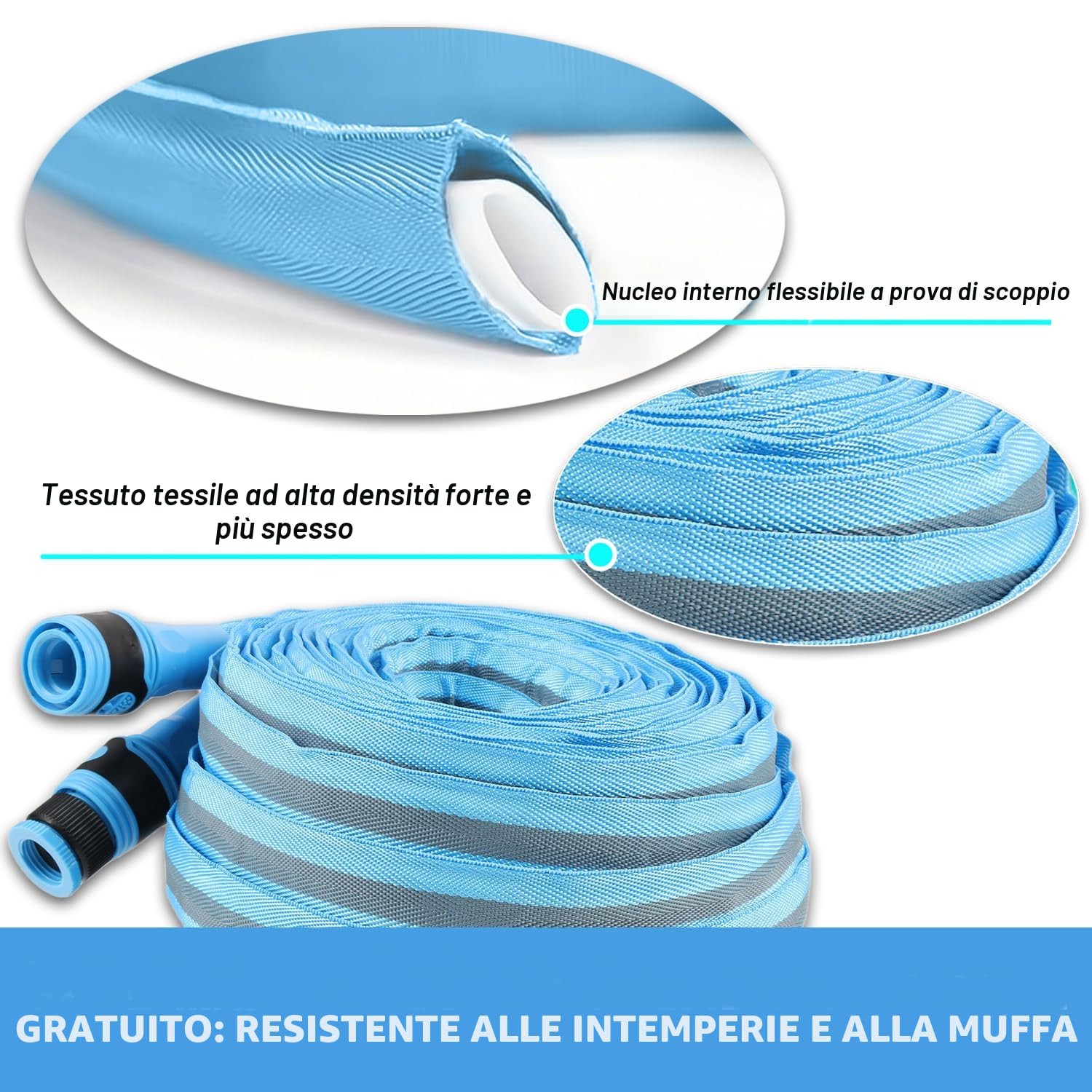 HERZO Tubo da Giardino Flessibile da 30M, Resistente e Anti-Nodi con Pistola per Irrigazione a 7 Impostazioni, Perfetto per l'uso in Giardino (100FT)