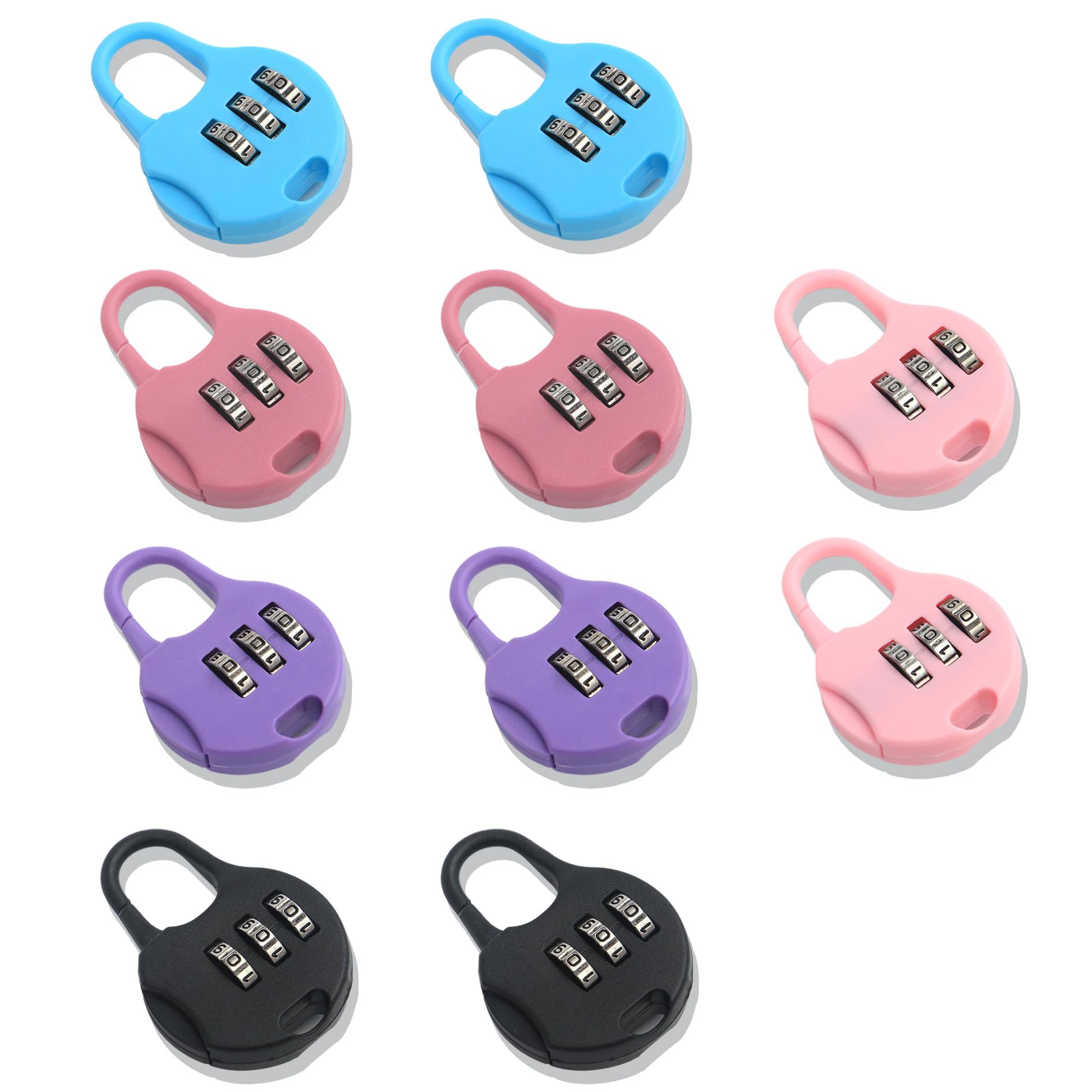 10 PCS Number Locks for Door Set, Small Locks for Luggage Bag, Number Lock for Bag, Mini Digital Lock for Sports Locker Fence (Black Purple Blue Light Pink and Pink)-image-47