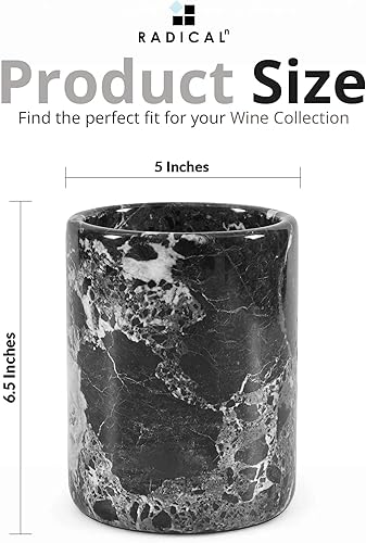 Miniatura 6 de Radicaln Enfriador de vino de mármol de mesa negro de 5.5 x 6.5 pulgadas, hecho a mano, decoración alta y portátil para el hogar y la cocina,