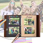Scrapbook Album,ZEEYUAN Travel Leather Photo Album"World Map"Vintage DIY Photo Book Retro Sketchbook 60 Pages Special Valentines Birthday Gifts for Father Boyfriend