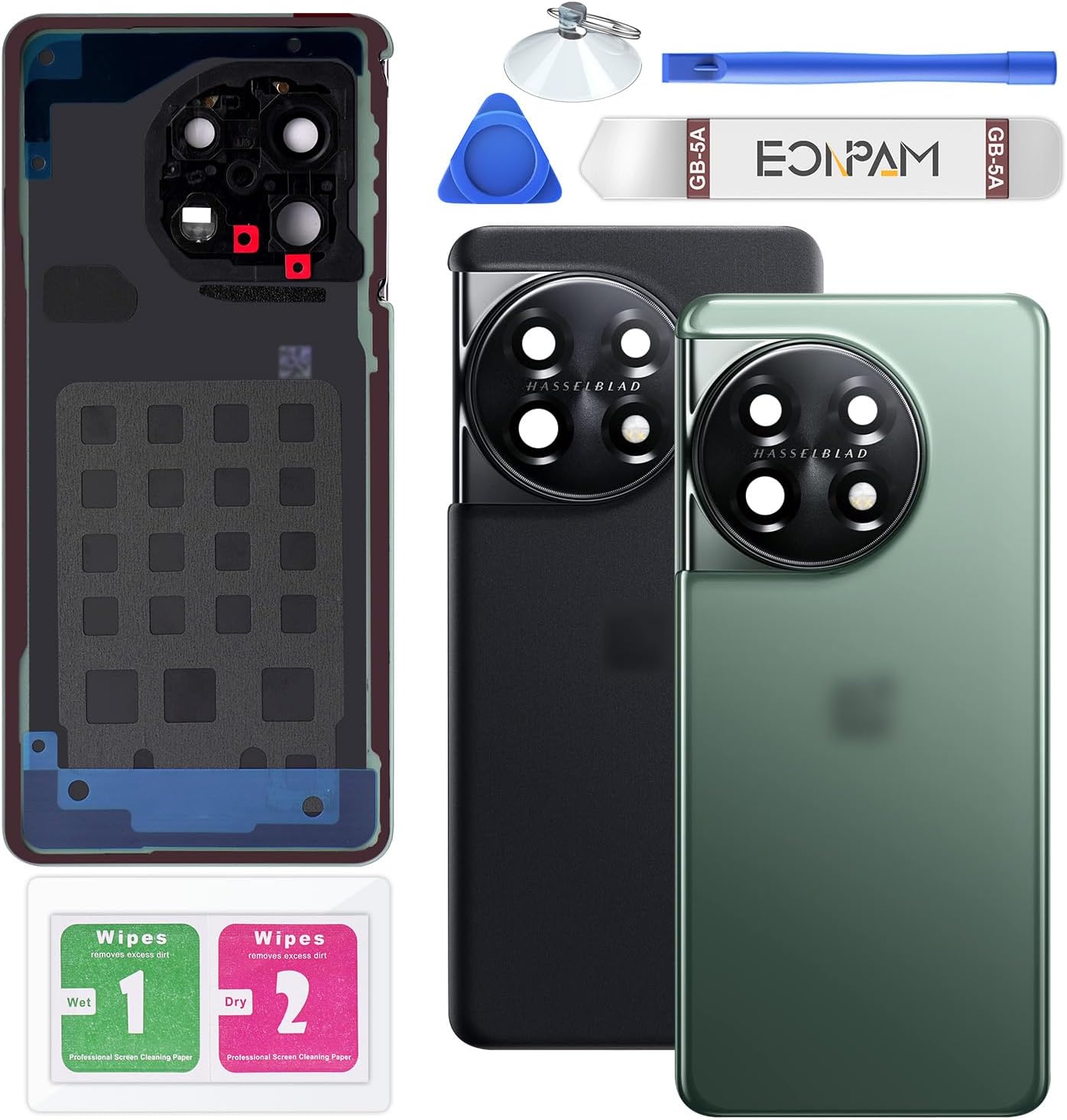 Back Glass Replacement for OnePlus 11 Back Cover Rear Housing with Camera Lens + Repair Tool Kit Genuine Rear Glass (Green)