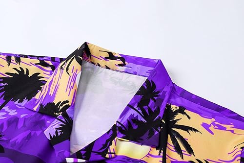 Vista 6 de Cromoncent Camisa hawaiana de manga corta para hombre y niño, cuello cubano, tropical, vacaciones, verano, playa