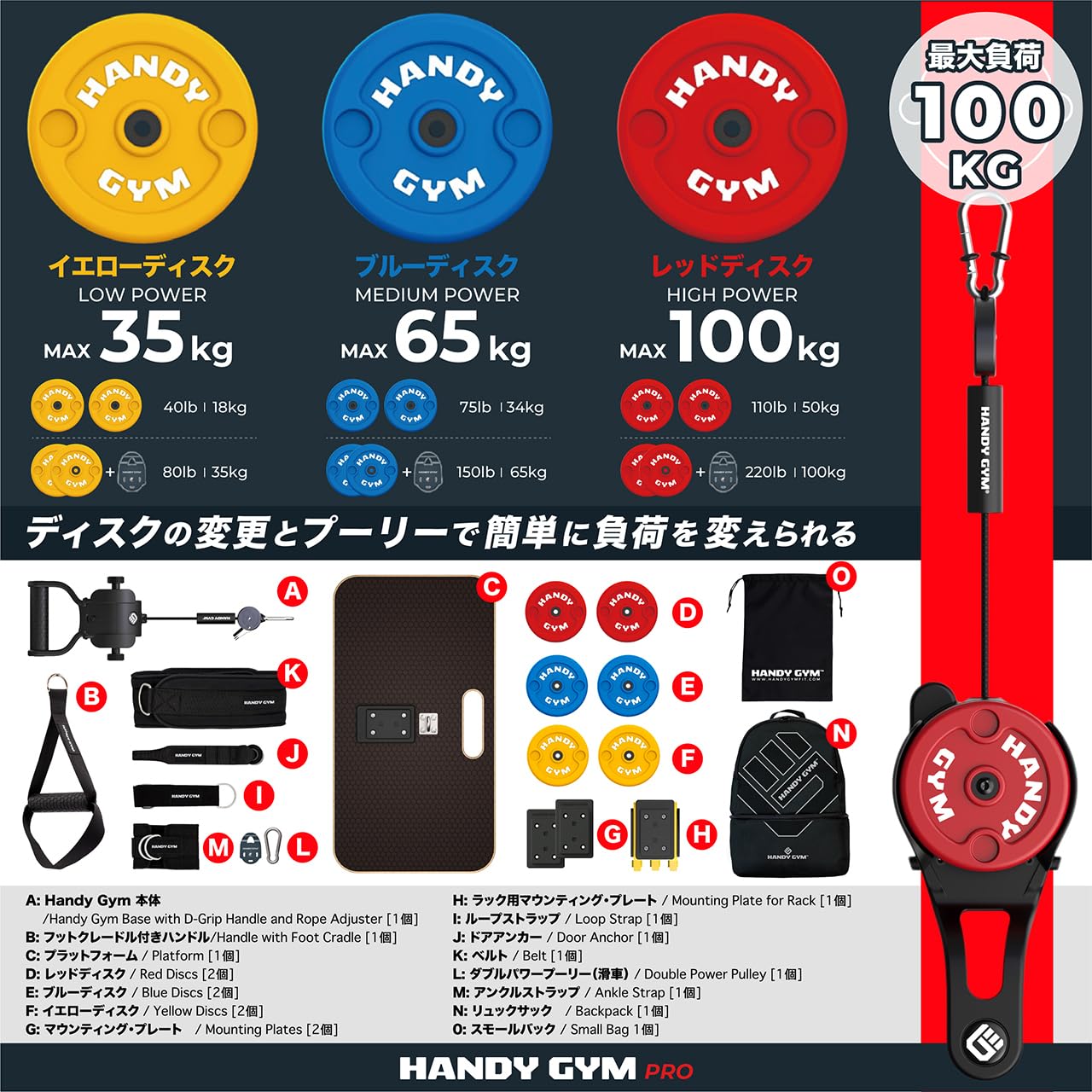 Amazon.co.jp: Handy Gym Pro | ポータブルケーブルワークアウト