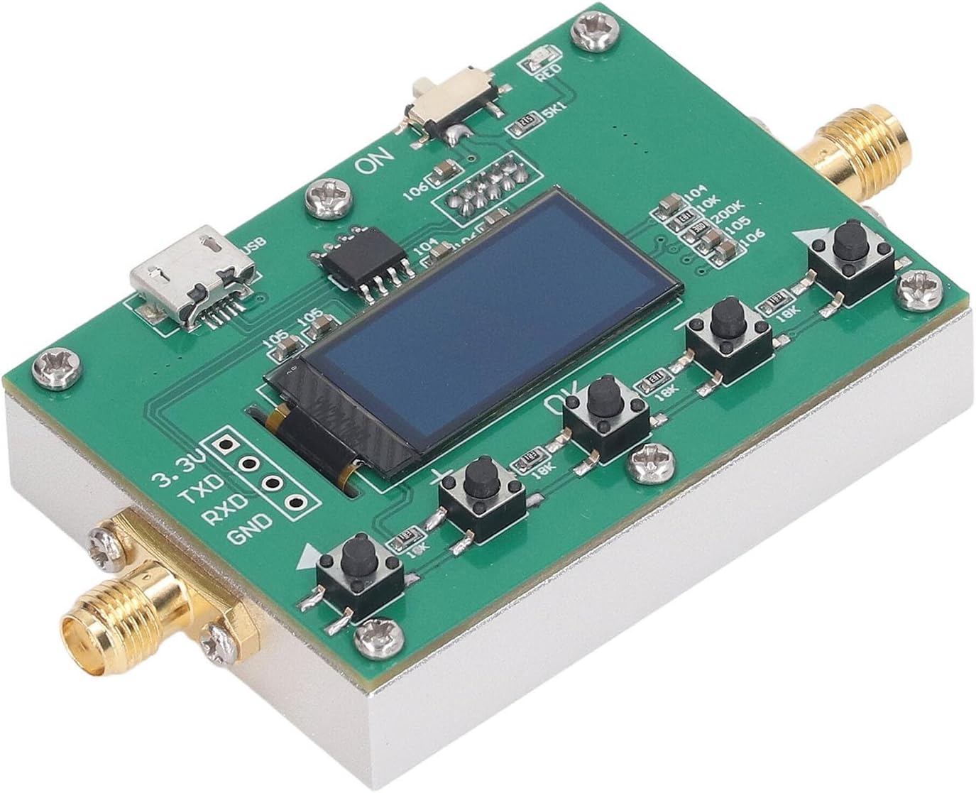 Digital Attenuator 6G RF Programmable Module 30DB Stepping 0.25DB Organic Light Emitting Diode Display CNC Case for Easy Installation and Effective Heat Dissipation