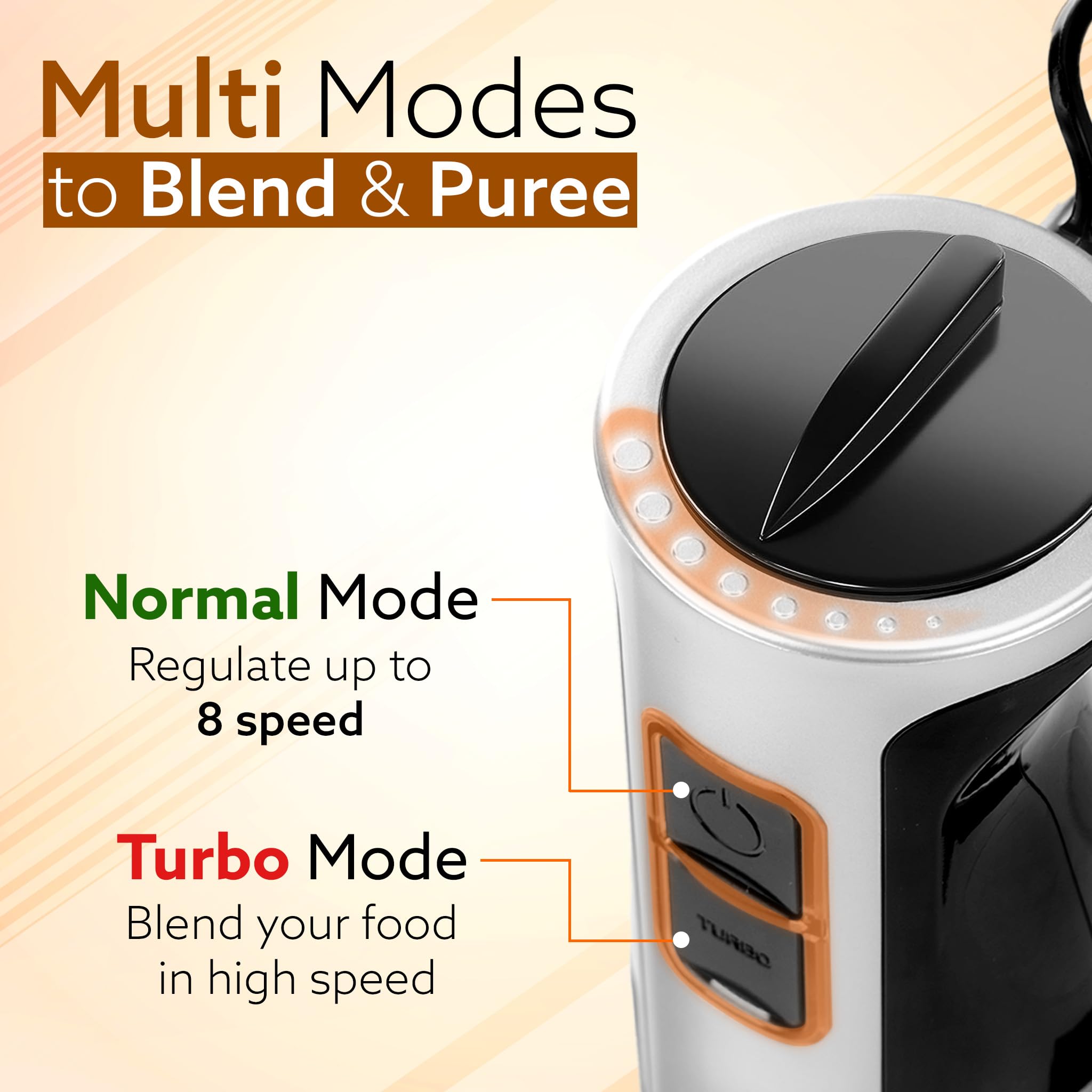 AGARO Regency Hand Blender, 600W, Variable Speed Modes & Speed Regulator, Stainless Steel Body & Blades, For Mixing, Blending. 1