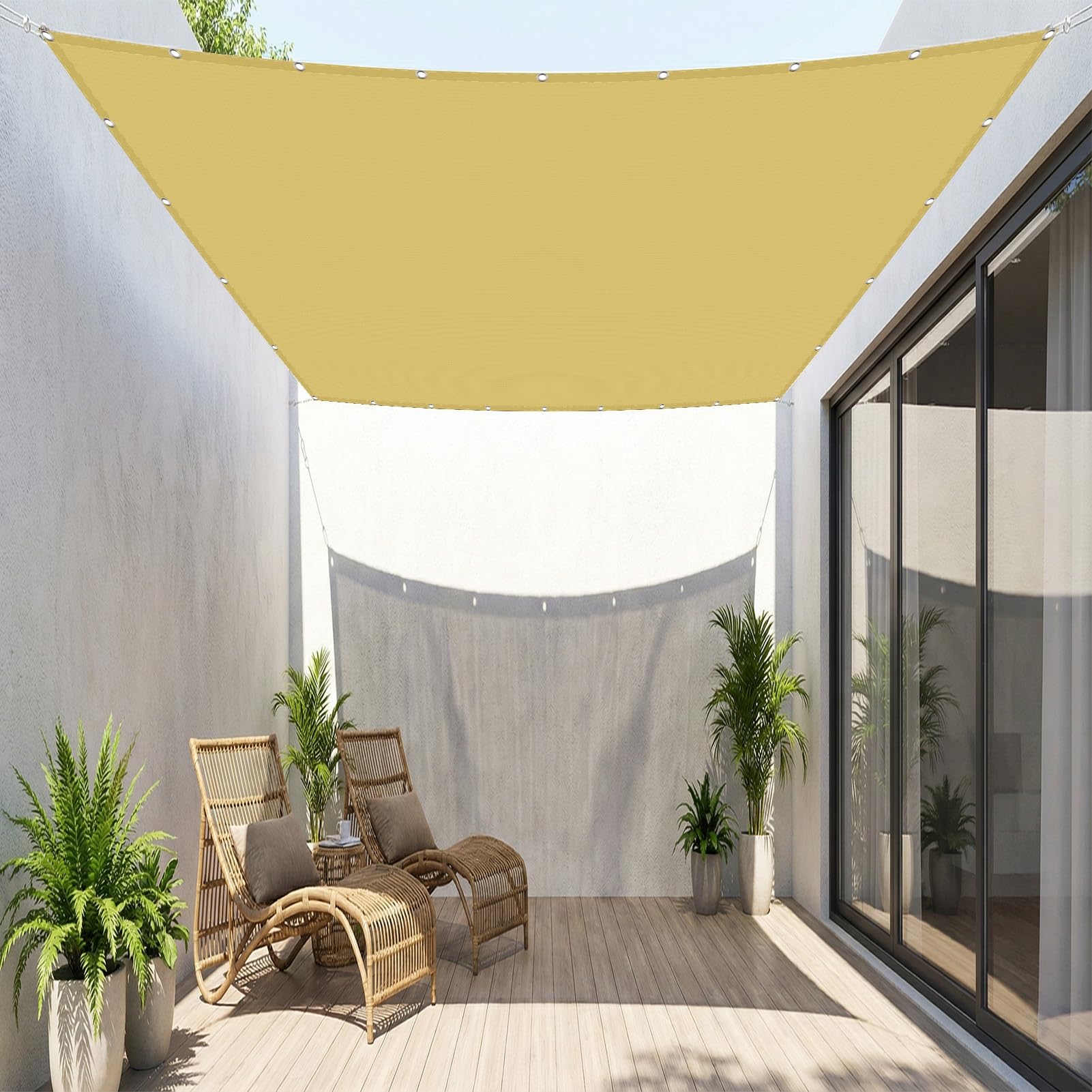 Sun Shade Sail 0.5 x 1.5 m Waterproof 95% UV Block Sunscreen Awning Canopy Privacy Protection Sun Shades for Party Pergola Balcony, Sand yellow