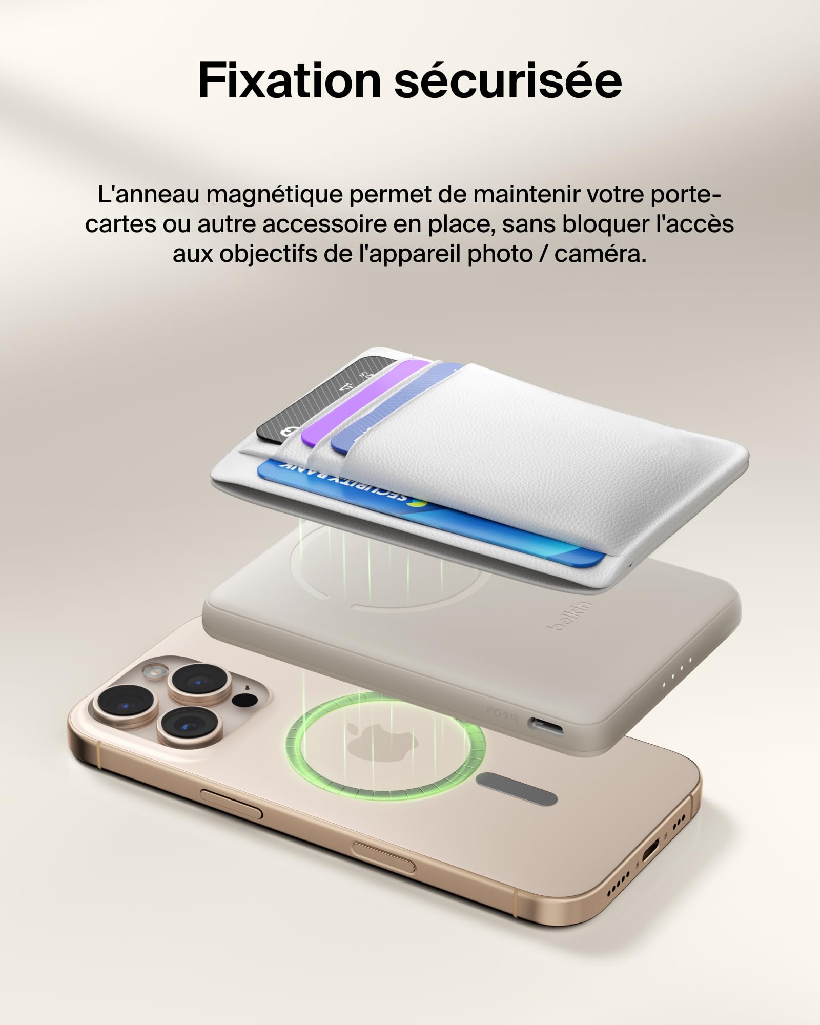 Belkin BoostCharge Batterie Externe Magnétique 5 000 mAh - Beige