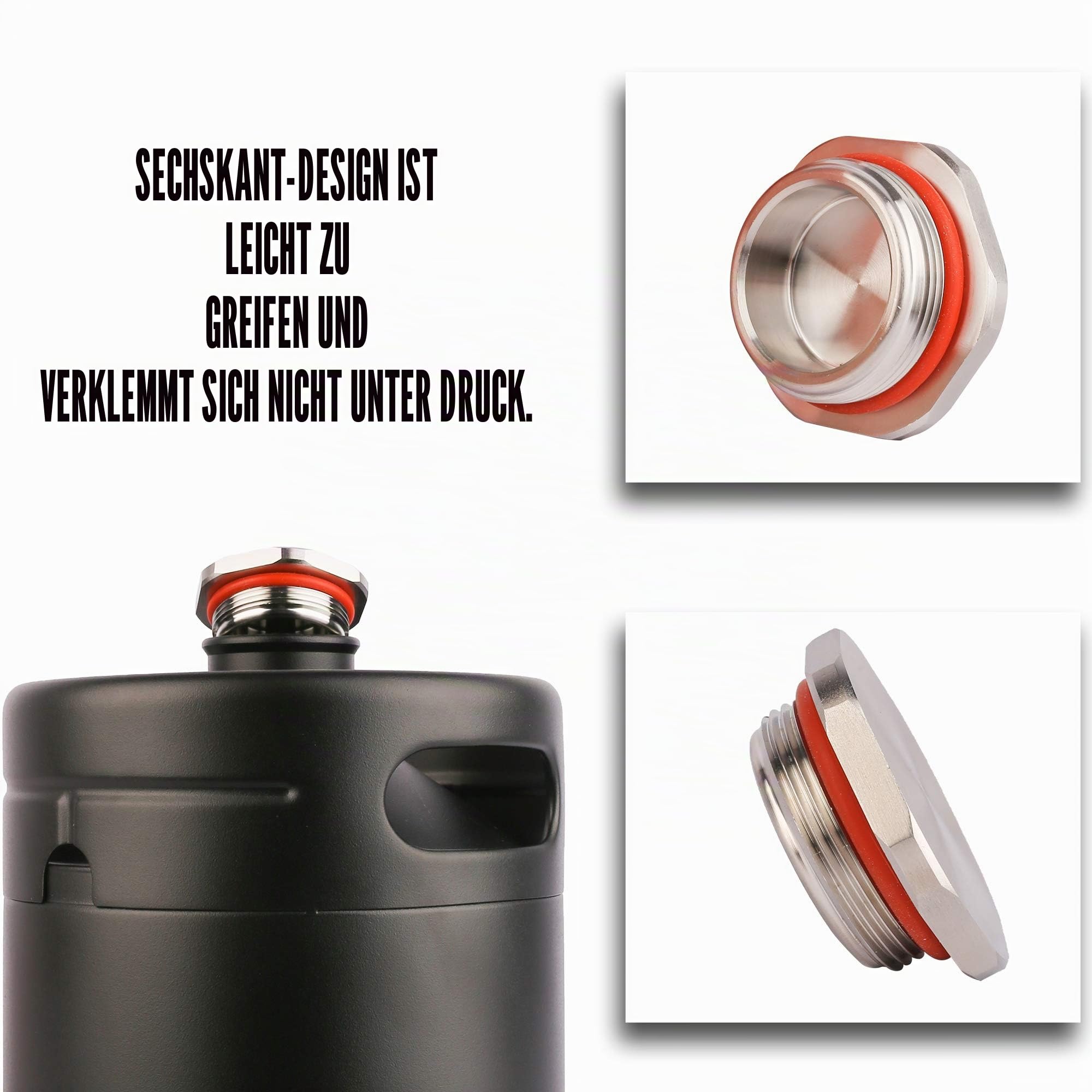 TMCRAFT 64oz Growler-Zapfsystem, druckbeaufschlagter Mini-Keg aus rostfreiem Stahl mit Kühler-Jacket, tragbares Heim-Spendersystem zur Erhaltung von Frische und Kohlensäure für Fassbier, Heimbrauerei