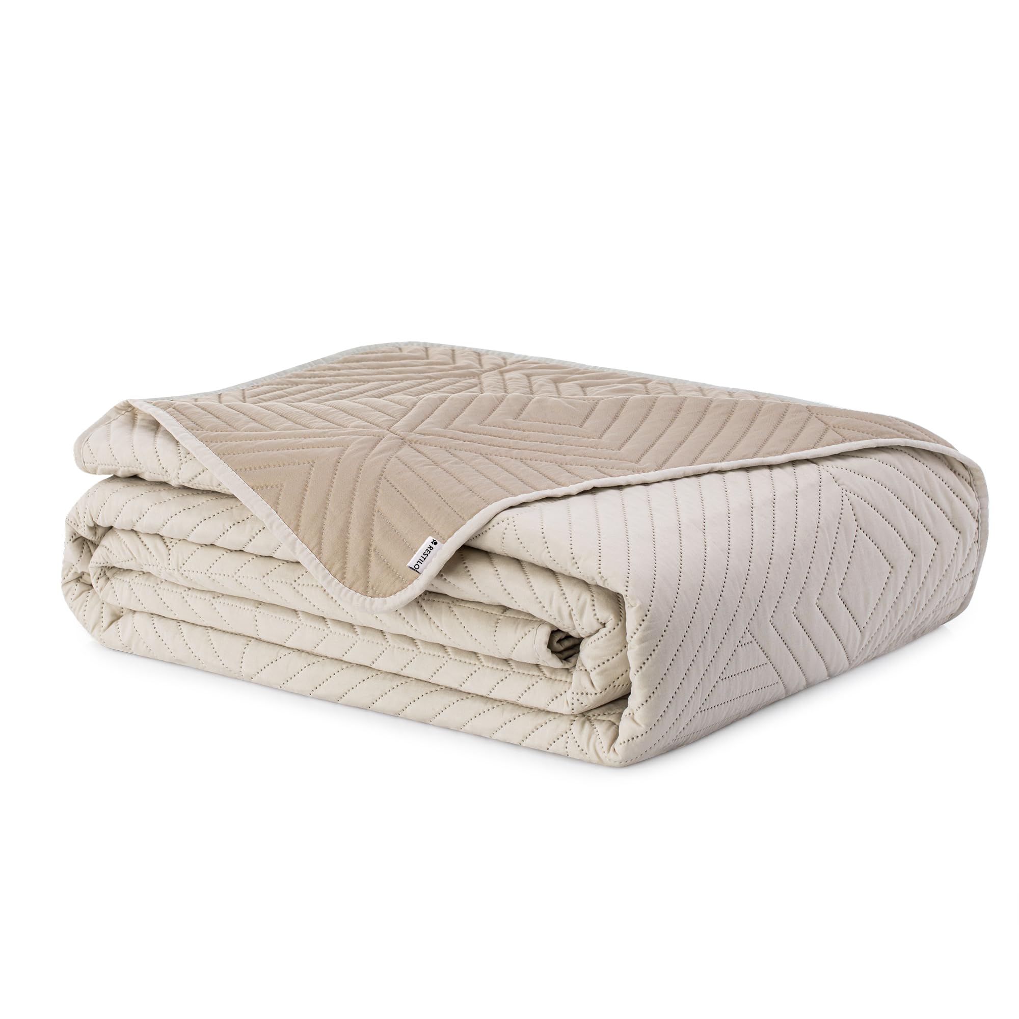 Tagesdecke beige Cappucino 220x240 Bettüberwürf zweiseitig Ultrasonic Steppung Polyester Softa