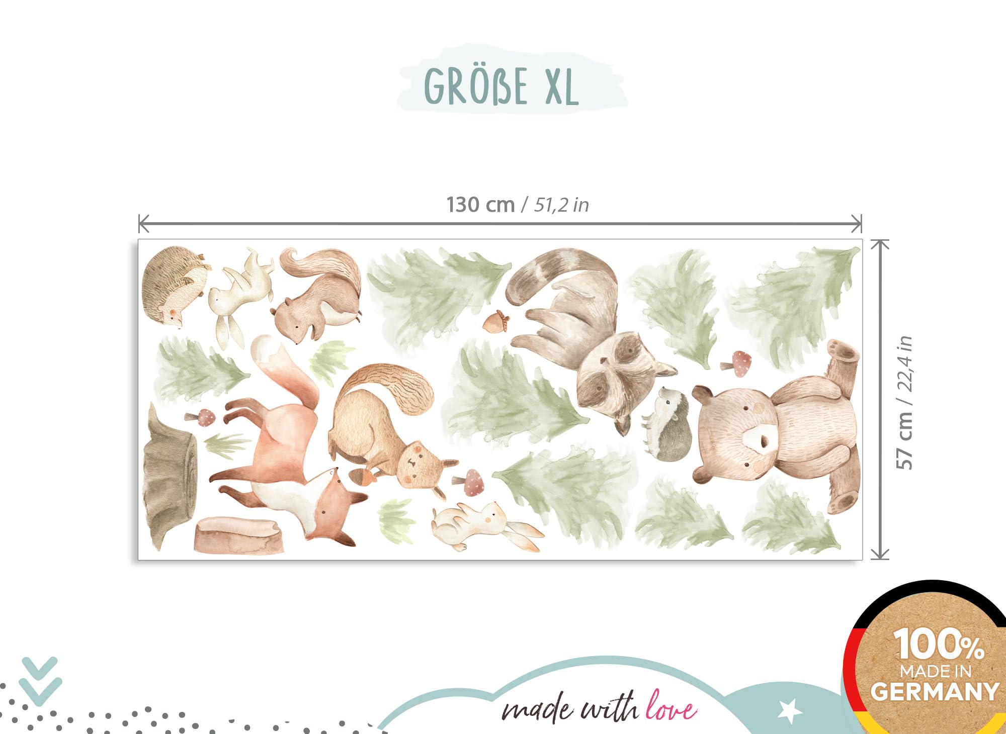 Little Deco DL844-4 - Adesivo da parete per cameretta dei bambini, motivo: animali della foresta
