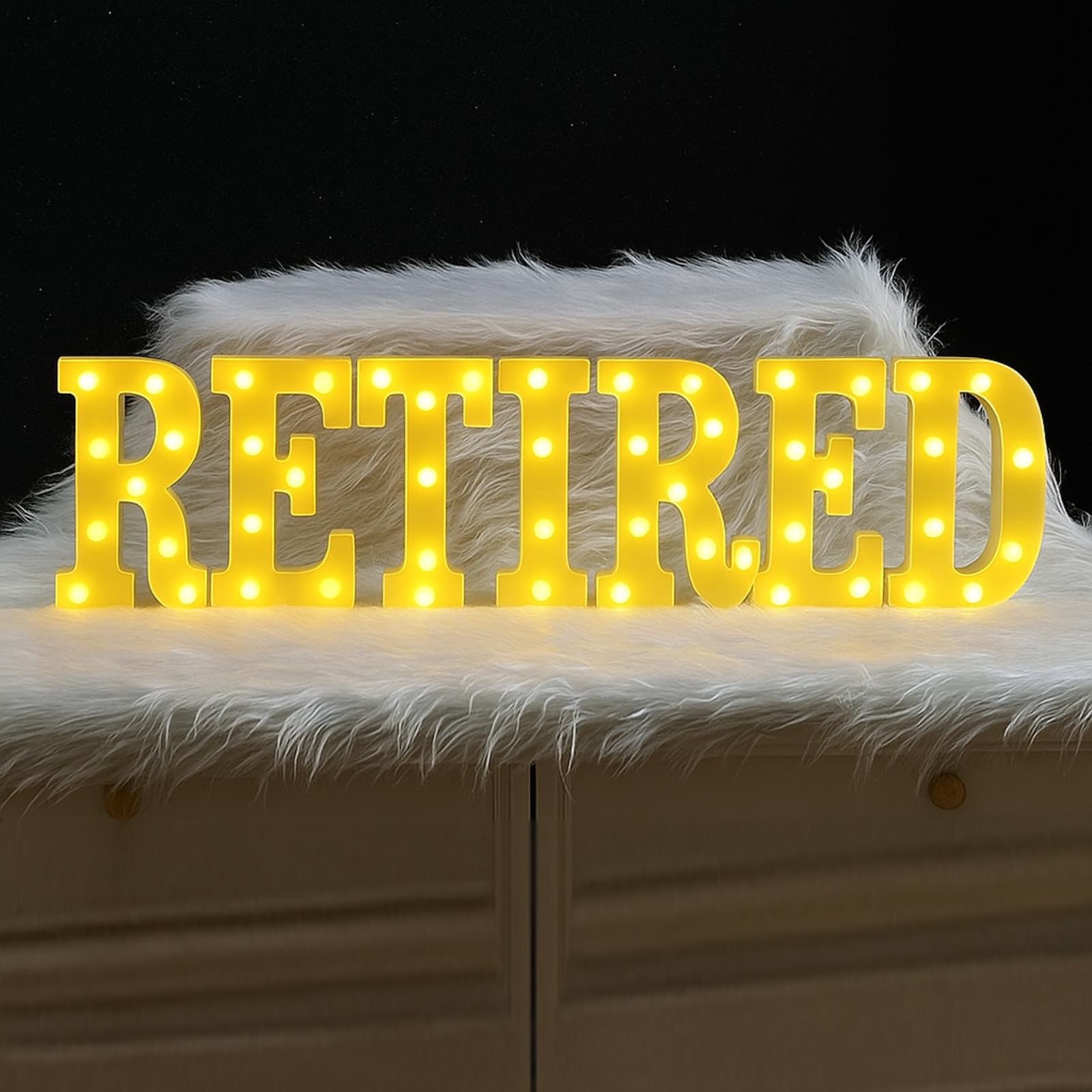 Aurelema 7 Pcs Retired LED Letter Lights Sign Decorations Battery Powered