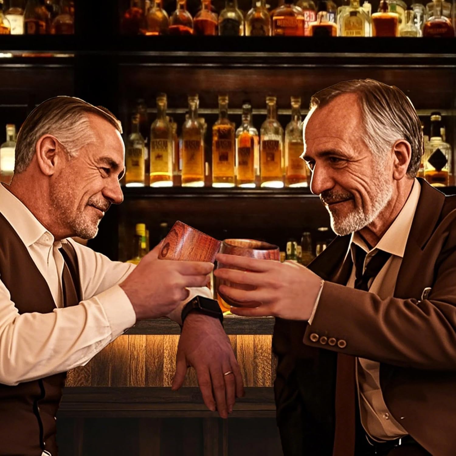 2 Pcs Wooden Whiskey Glasses, Bourbon Glass Gifts for Men, Old Fashioned Bourbon Whiskey Tasting Glasses – Groomsmen Gifts, Dad’s Birthday & Retirement Gift for Men - Image 6