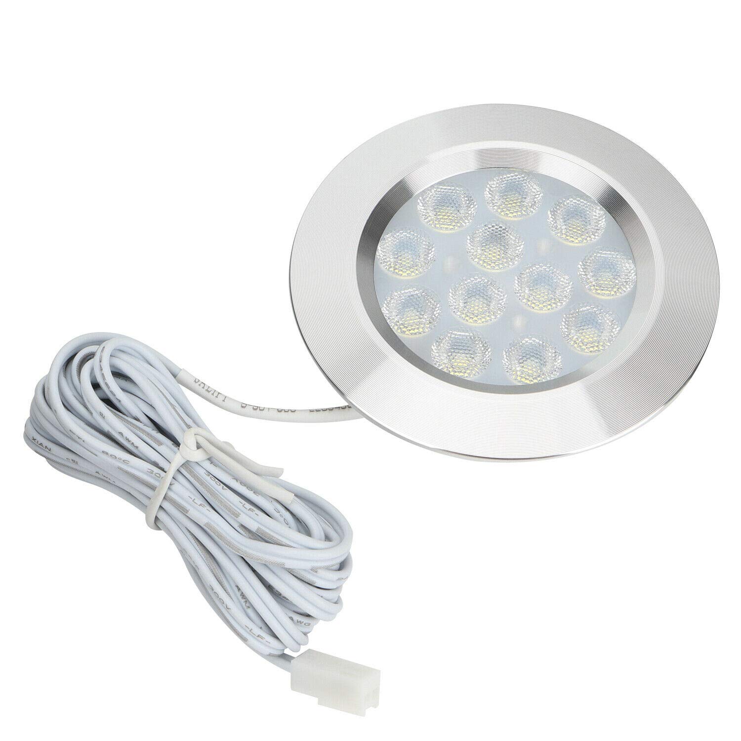 6 faretti interni da 12 V, 3 W, 12 LED, da incasso a soffitto, 6000 K, luce bianca da incasso con cavo per camper, camper, camper, camper, barca