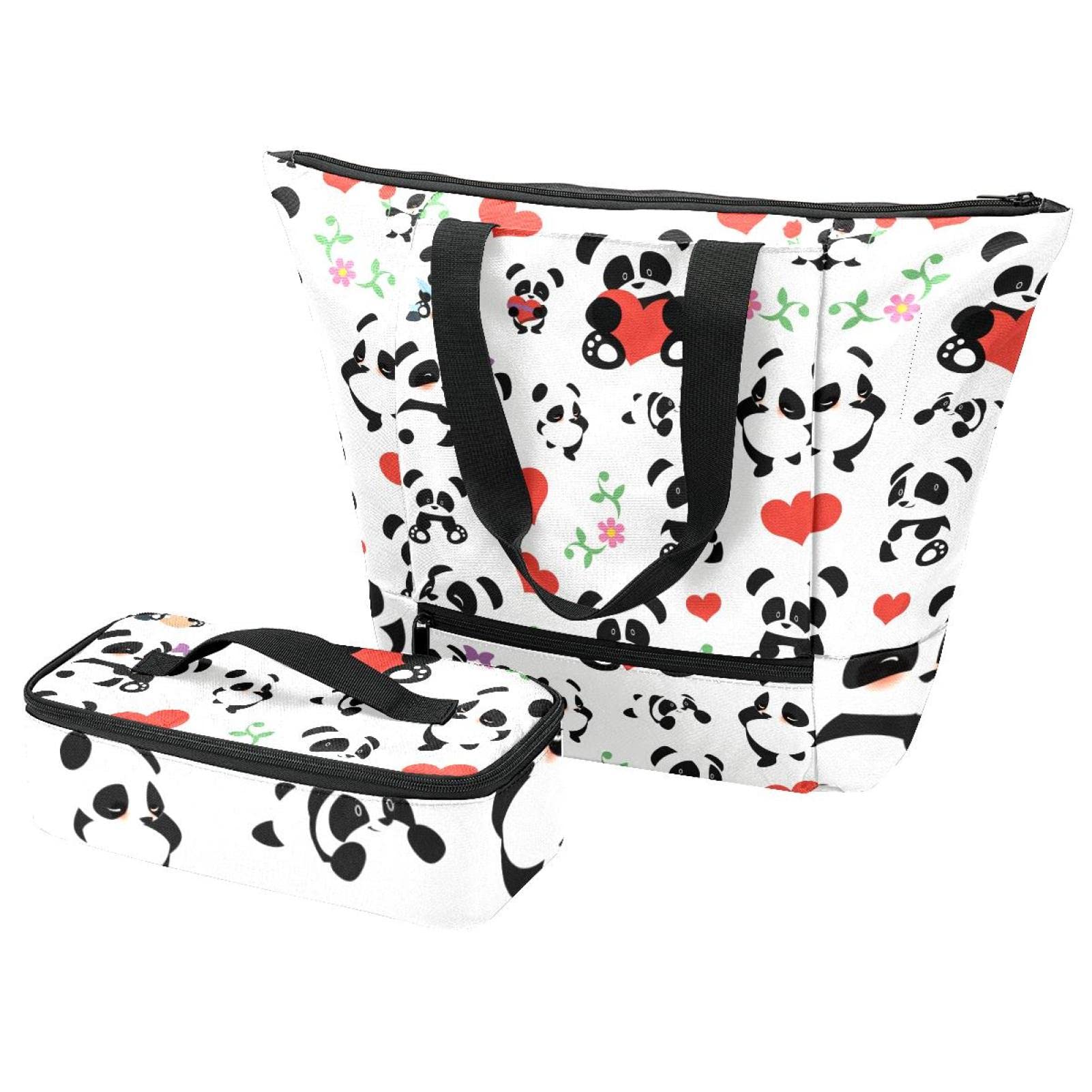 Sacs isolants graphiques et feuilles avec grand sac fourre-tout repas