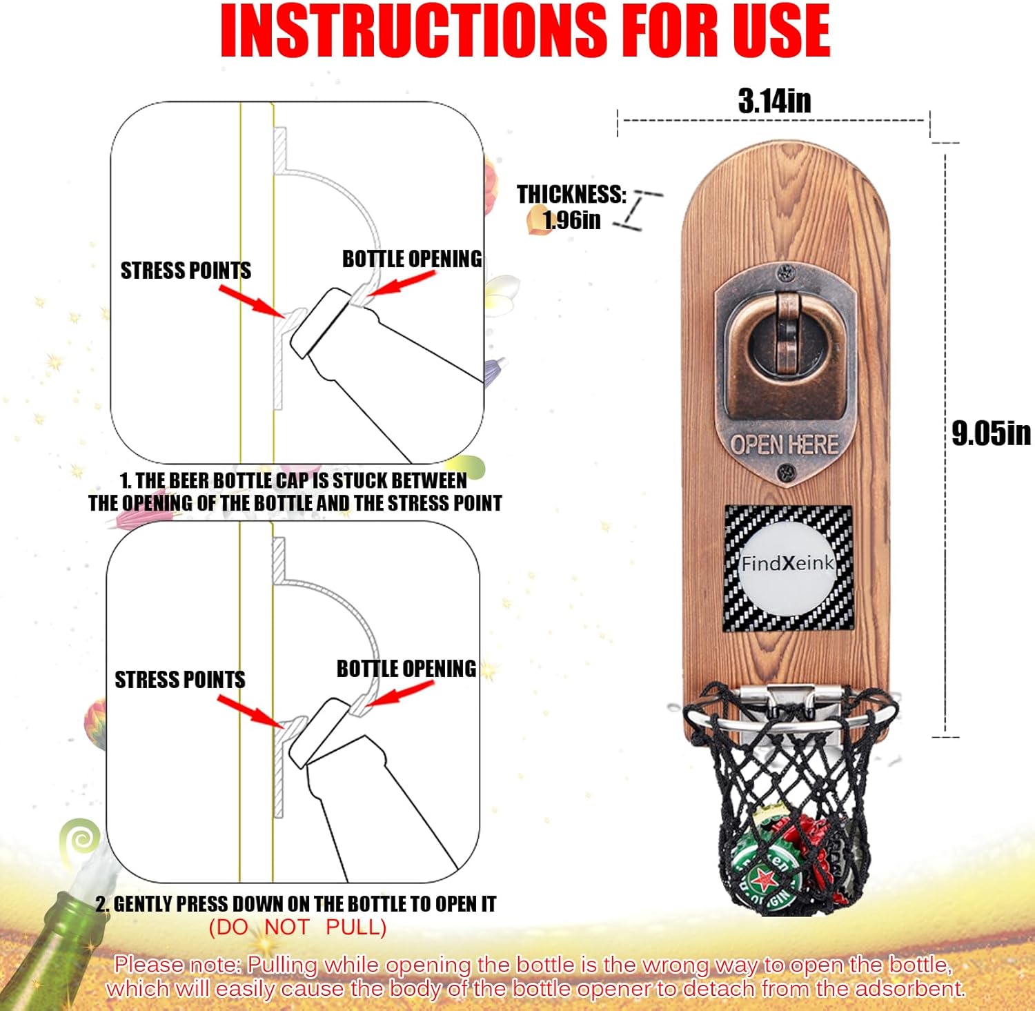 Beer Bottle Openers with DIY Ink Screen, Traceless Bottle Opener Wall Mounted, Can Custom Picture/Medical ID/Contact Information, Bar Accessories for Kitchen, Ideal Beer Gifts for Men