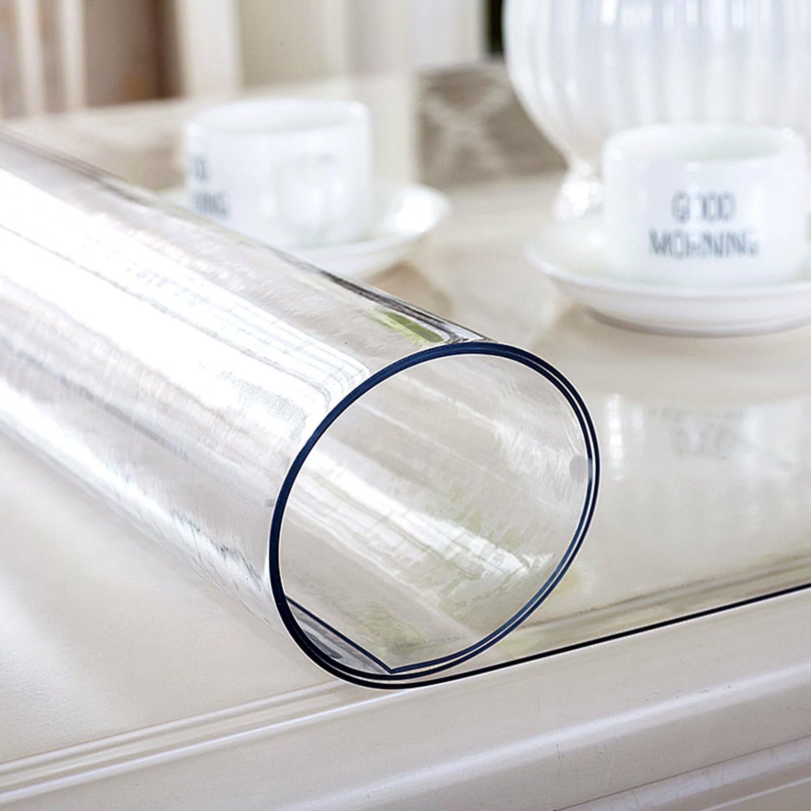 QBYRSSS Transparent Table Cover Protector Clear Plastic Table Protector Cover2mm Thick Wipeable WaterResistant Heat & Dust Resistant Durable Table Mat for Dining & Coffee Tables 80x100 cm