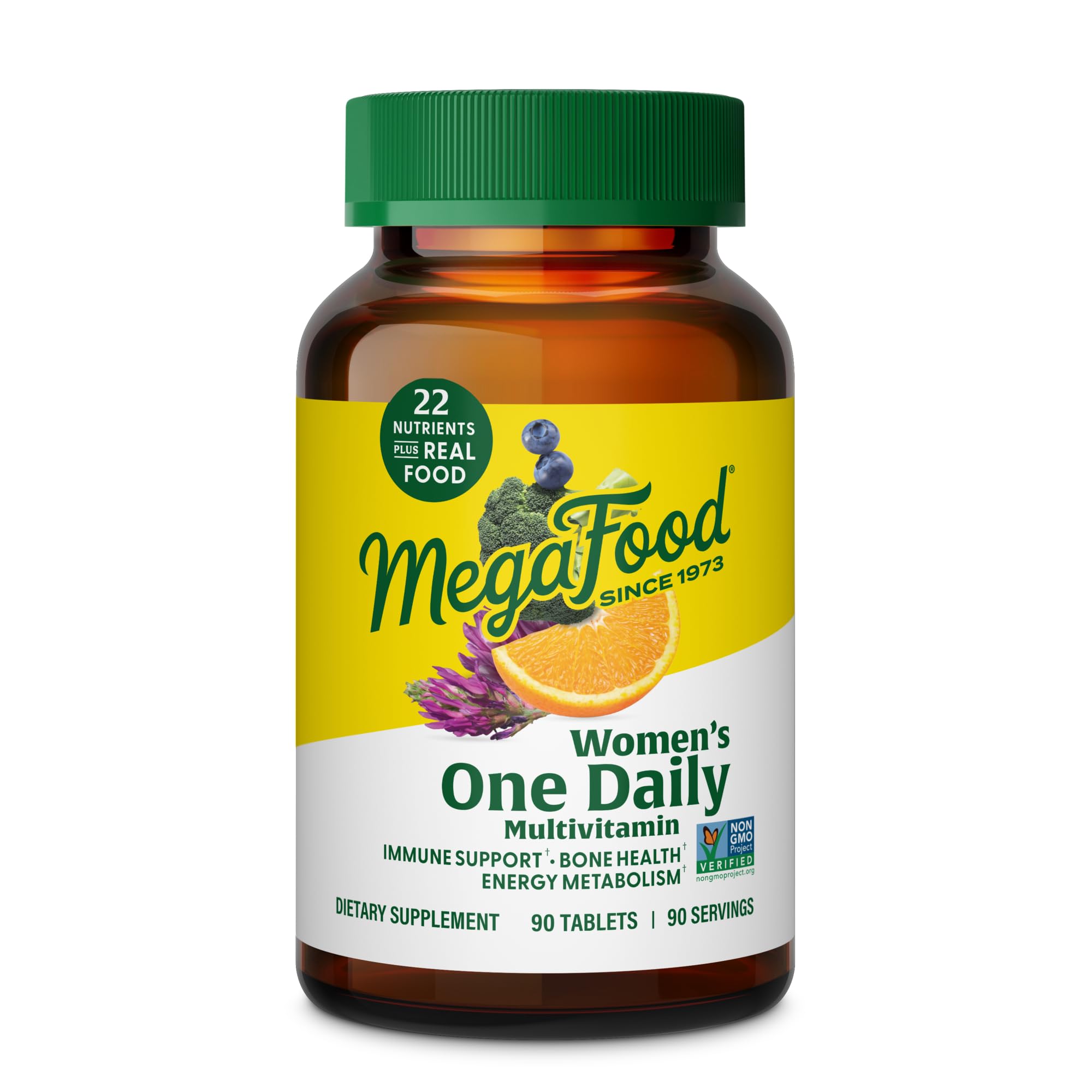 MegaFood Womens Multivitamin One Daily - Multivitamin for Women - Vitamin C, Vitamin D, Iron & B Vitamins - Bone, Energy Metabolism & Immune Support - Vegetarian, GlutenFree - 90 Tablets, 90 Servings