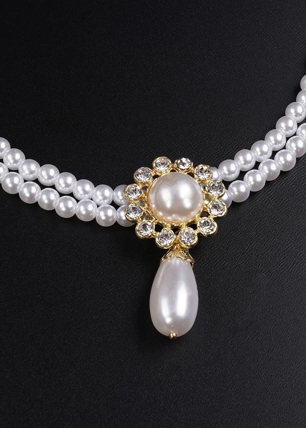 Teardrop Pearl Pendant Necklace Vintage Boho Pearl Choker Women Ladies Dressy Jewelry - Image 6