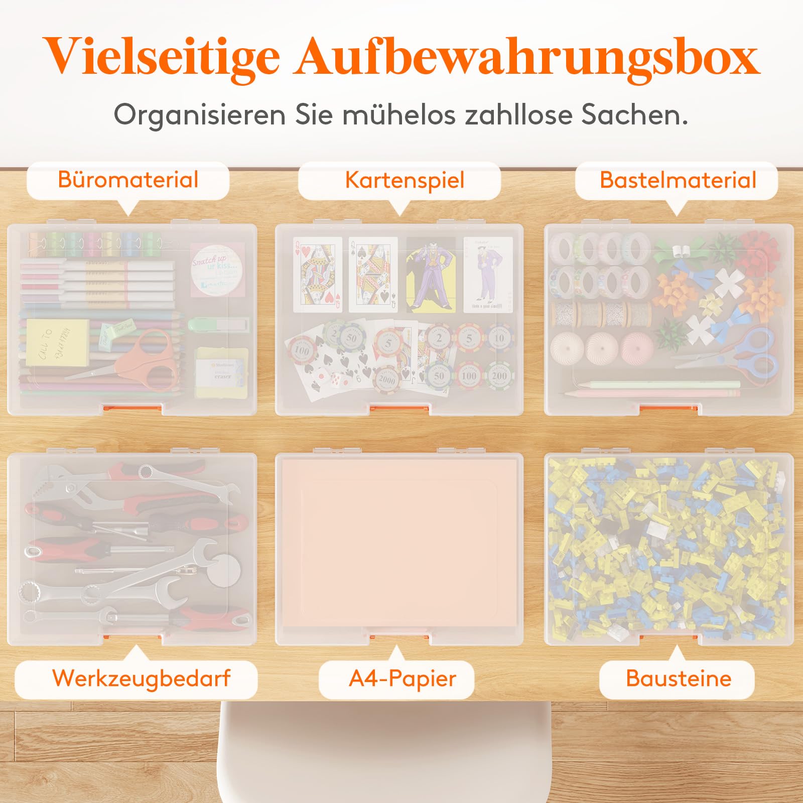Lifewit 12 Pack Stapelbar Aufbewahrungsbox A4 mit Deckel & Griff, Tragbar Din A4 Box mit 12 Reißverschlusstaschen und Etikett, Dokumentenbox Storage Box für Papier Foto Bastelbedarf, 32 x 24 cm/12x9