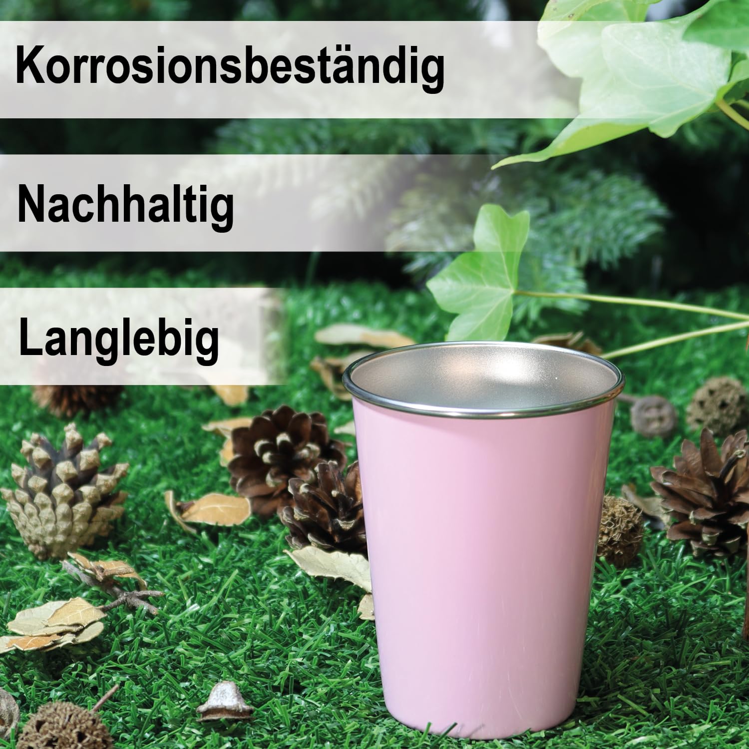 COM-FOUR® 6 wysokiej jakosci kubków do picia ze stali nierdzewnej | kazdy o pojemnosci 350 ml - do ogrodu - na kemping - na zewnatrz i w podróz - wytrzymale - nietlukace - nierdzewne