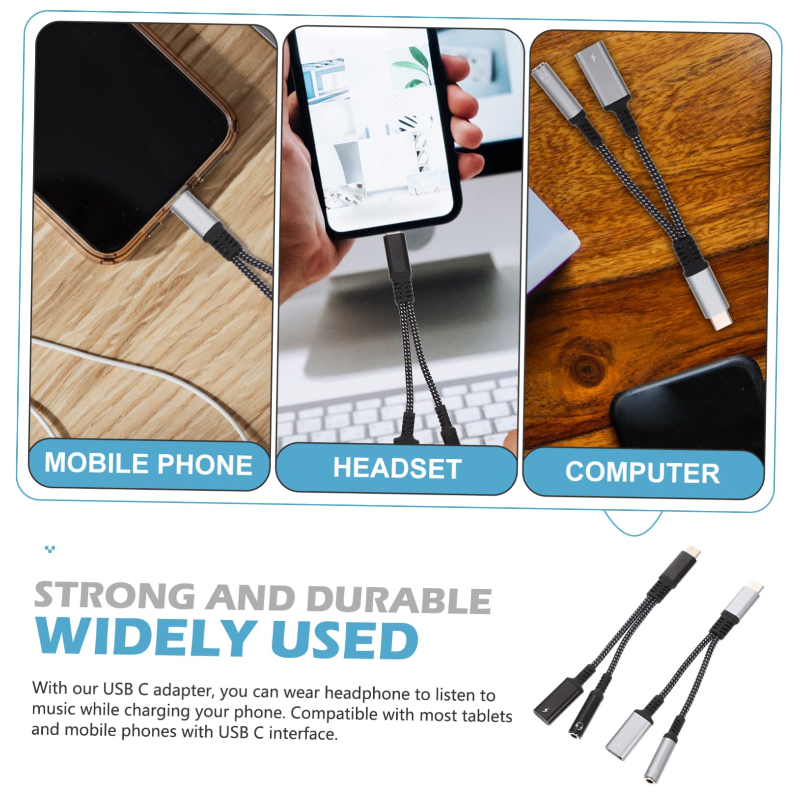 jojofuny 4stücke USB c Kopfhöreradapter Mit Ladefunktion Type-c Zu Klinkenstecker Für Musik Und Gleichzeitiges Aufladen Kompakt Und Leicht