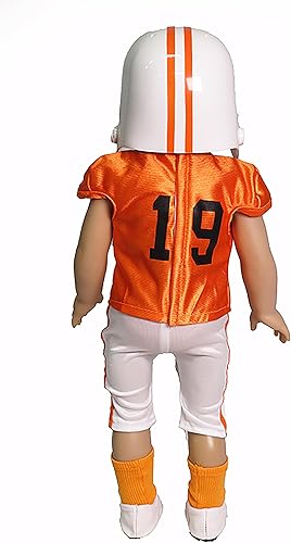 Miniatura 3 de Uniforme de fútbol naranja y negro, 6 piezas para muñecas de 18 pulgadas  Calidad premium y diseño moderno  Ropa de muñecas