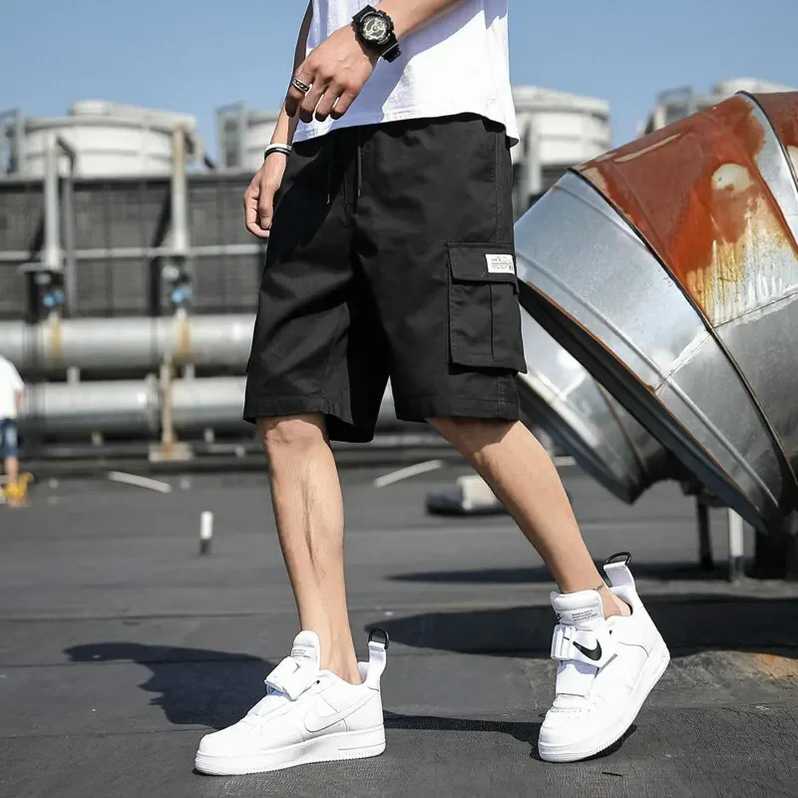 Męskie szorty męskie szorty letnie szorty cargo moda długość do kolan sznurek męskie szorty bawełniane khaki praca masculina plus size 7XL