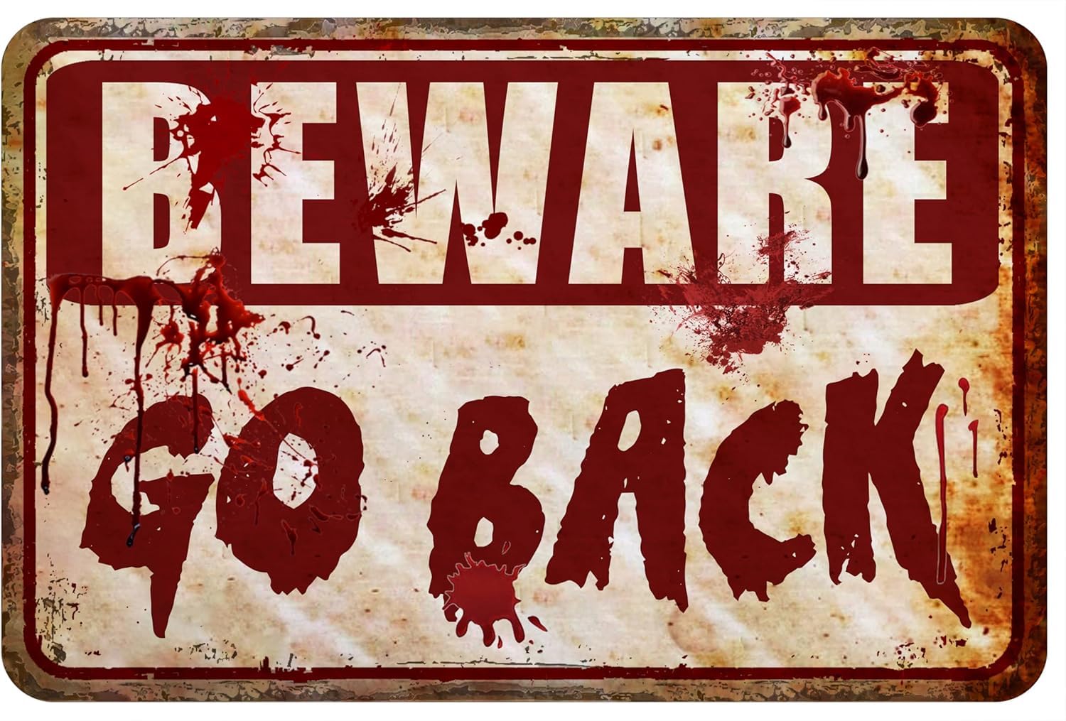 SMAZDFXX Halloween Decorations Indoor Horror Room Decor Metal Tin Signs Party Poster For Home Bedroom Outdoor Yard Sign Danger Beware Go Back Wall Art Poster 5.5"x8"