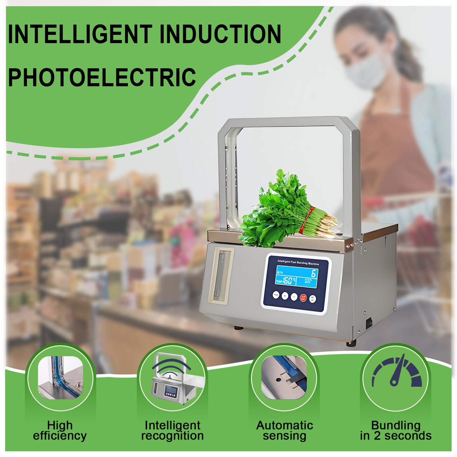 Macchina d'impacchettamento di verdure automatica con induzione fotoelettrica per il legame quotidiano efficiente di necessità