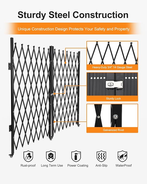 Double Folding Security Gate, 61" H x 122" W Flexible Expanding Gate by ExploreHorizon - Used condition - Image 3