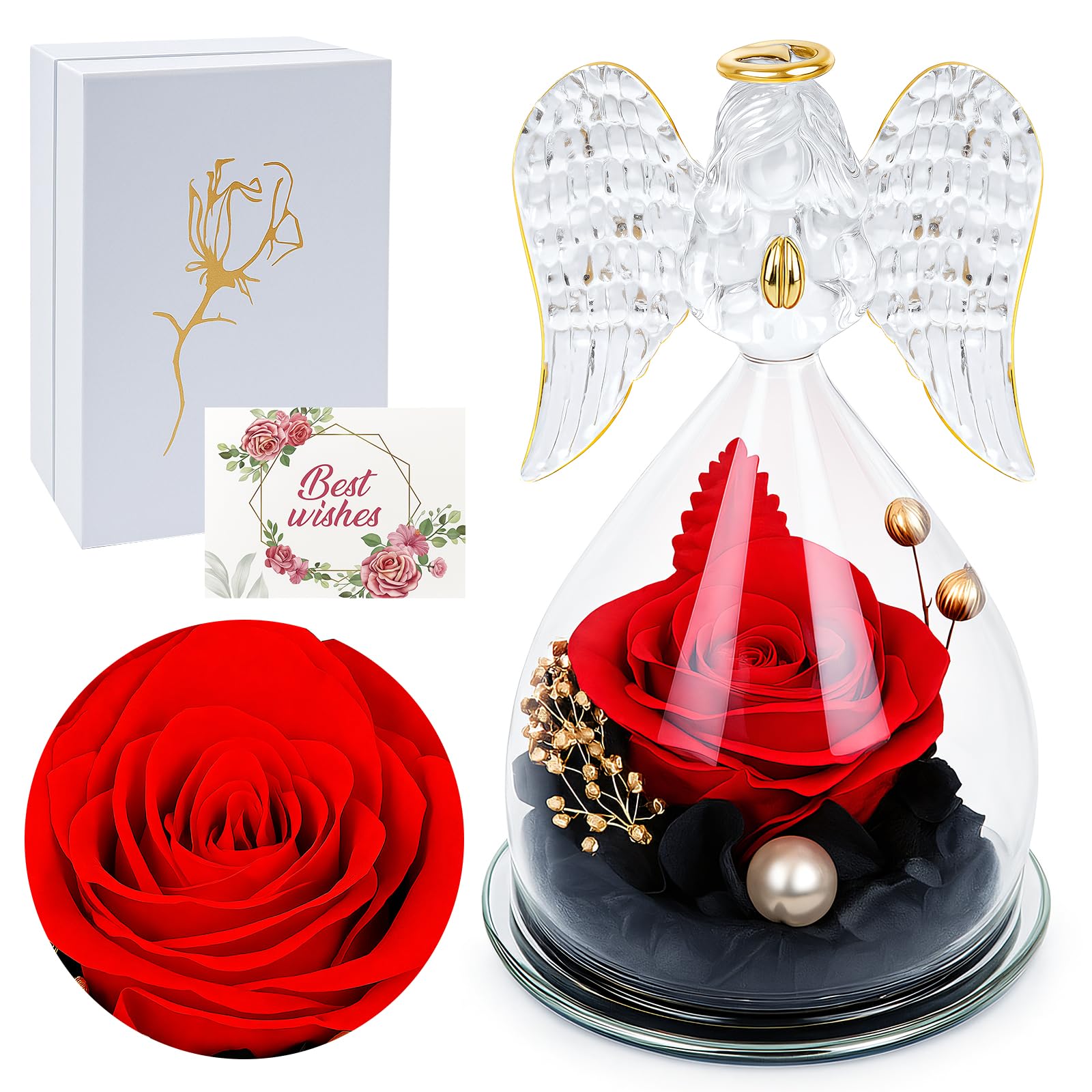 Figurine ange avec fleur éternelle pour sublimer votre décoration de Noël