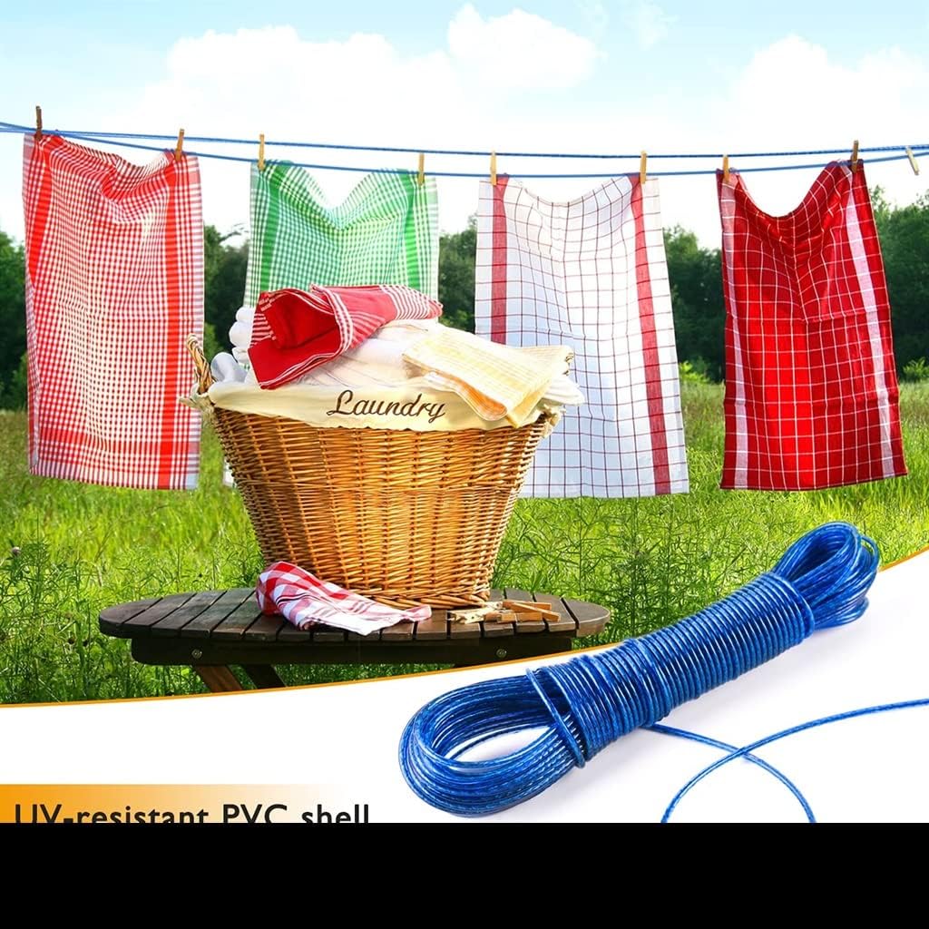 20-Meter-Long Clothesline Indoor and Outdoor Rainproof and Windproof Steel Wire