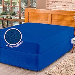 Capa Impermeável Protetor para Colchão - 4 Camadas de Proteção - 100% Impermeável - Respirável e Não faz barulho (Azul Royal, Casal)