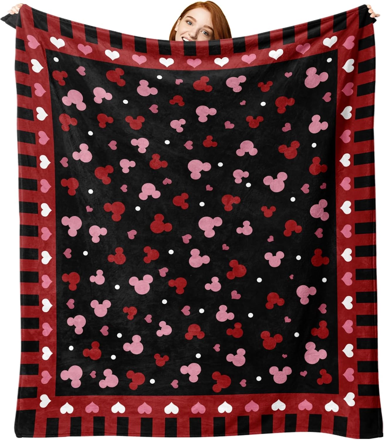 Valentines Day Flannel Blanket, Love Heart Throw Blanket Birthday for Women Girls Wife, Soft Blanket for Anniversary Wedding Bedding Sofa 50 x 60 Inch