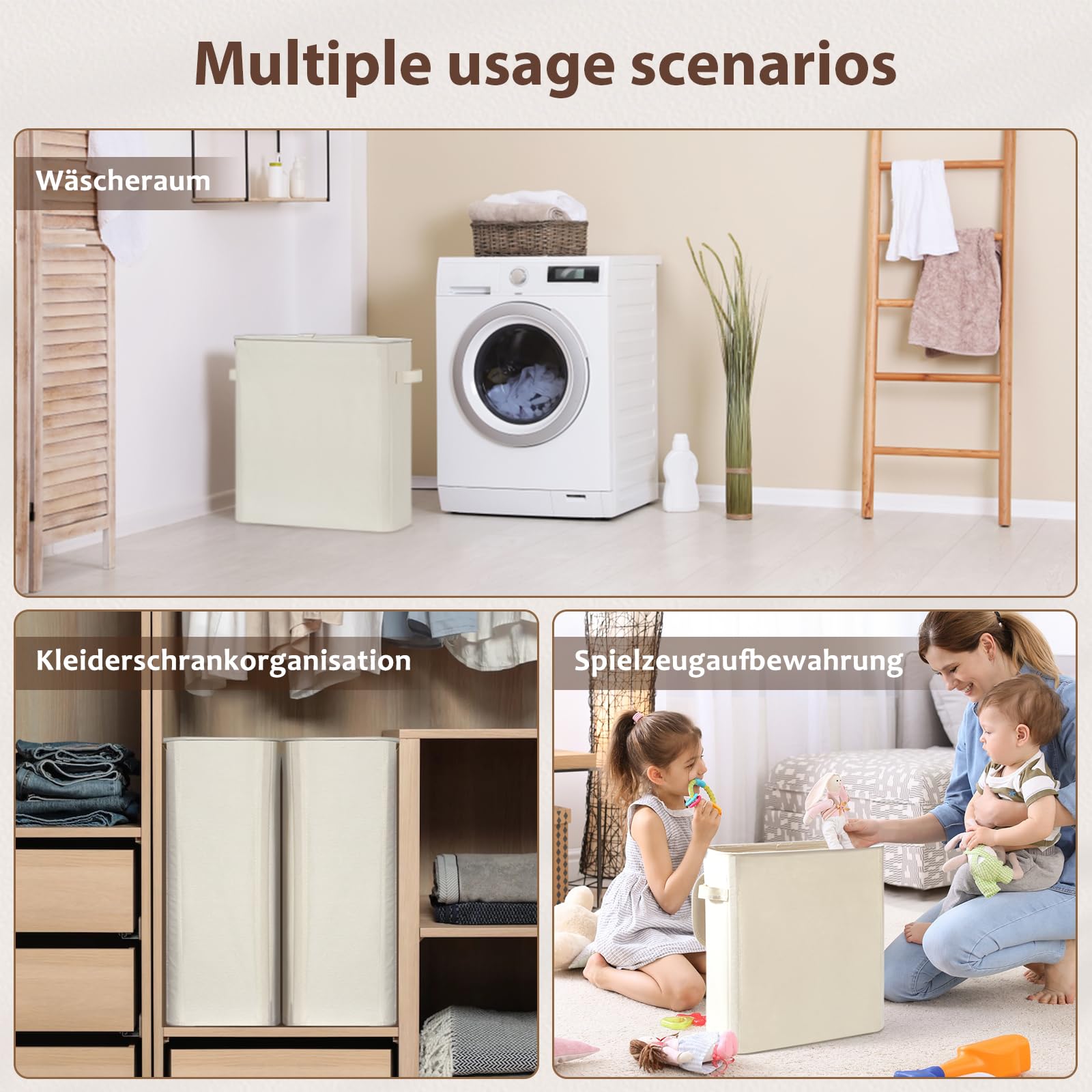 33L Porta Rotolo Carta Igienica da Terra, Mobiletto Cestini Bagno Portaoggetti, Contenitore Carta Igienica con Coperchio für 9-16 Rollen Klopapier, Beige