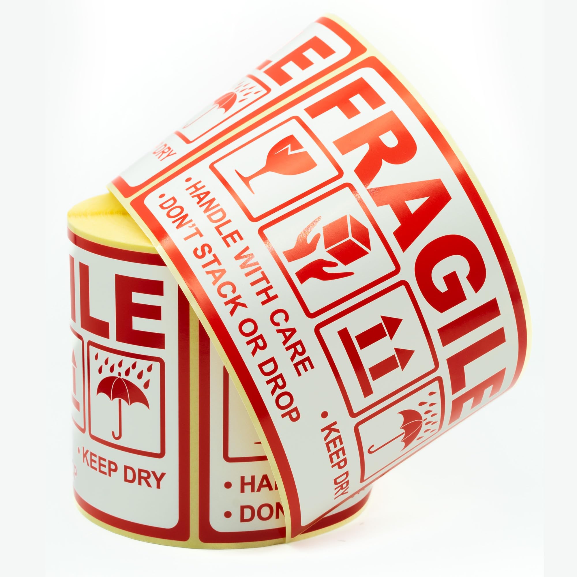MD Labels Etykiety ostrzegawcze na rolce 90 x 150 mm Fragile- handle with care – keep dry – don't stack or drop- this way up - samoprzylepne etykiety wysyłkowe (300)