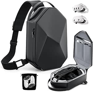 ANNAPRO Carrying Case for Meta Quest 3/Quest 3S/Quest 2/Vision Pro 2/Pico 4, Fashion Crossbody VR Bag Compatible with Kiwi Design/BOBOVR Elite Battery Strap Accessories, Shoulder Travel Bag