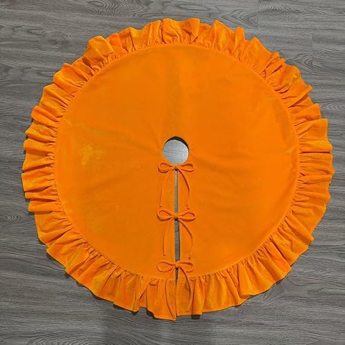 Vista 28 de Faldones de felpa para árbol de Navidad, 36 pulgadas, tapete de lujo de piel sintética blanca nevada con copos de nieve dorados para decoración