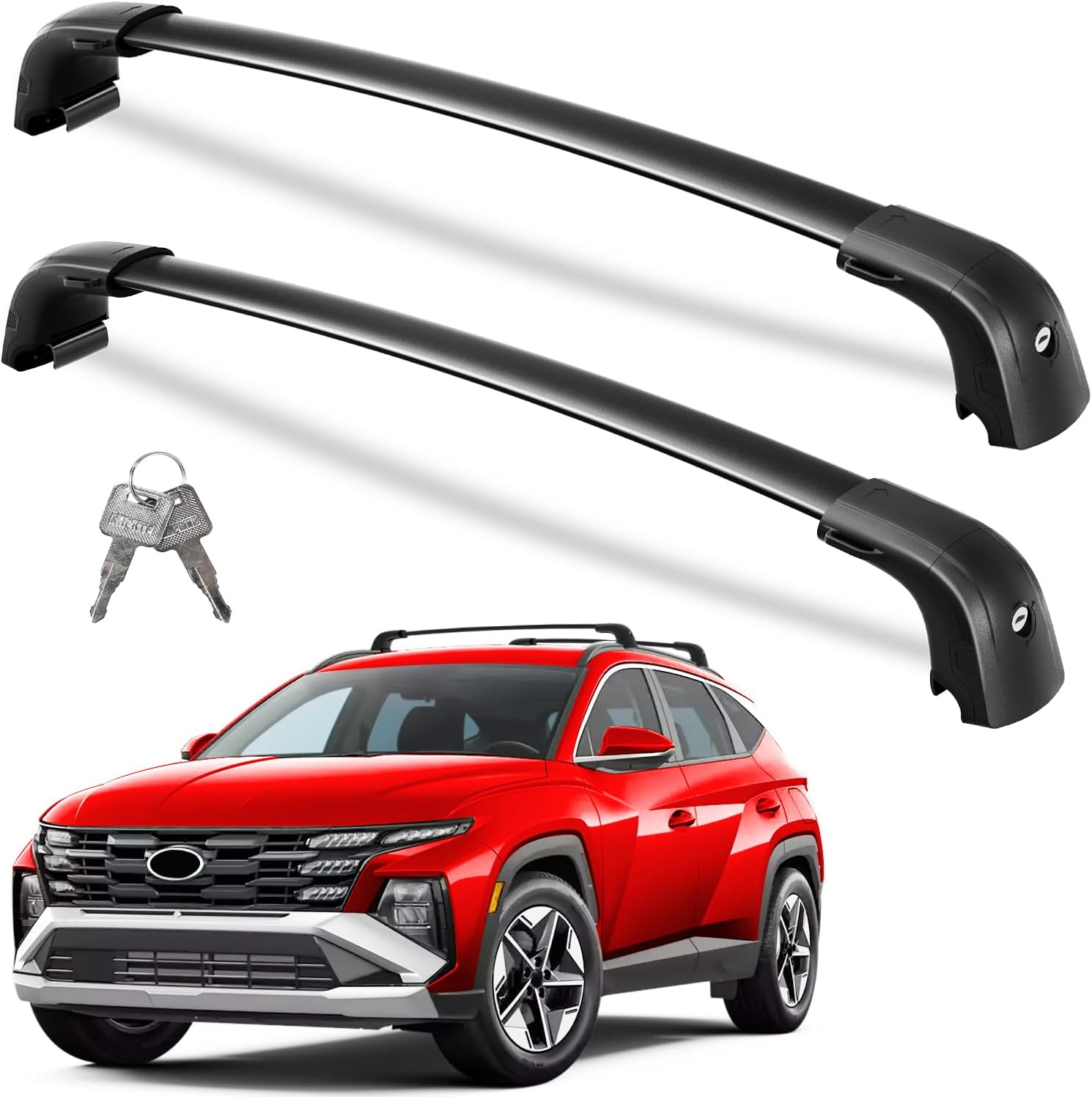 Roof Rack Cross Bars 220lbs Compatible with Hyundai Tucson 2016-2025 SE/SEL/N Line/Limited, Heavy Duty Aluminum Lockable Roof Rails Crossbars Black Rooftop Cargo Carrier Luggage