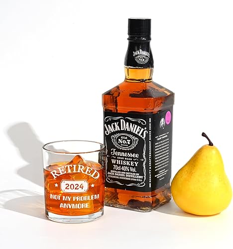 Miniatura 3 de DAZLUTE Regalos de jubilación para hombres, vaso de whisky para jubilados 2024 Not My Problem Anymore, regalos divertidos para jefe, compañero de