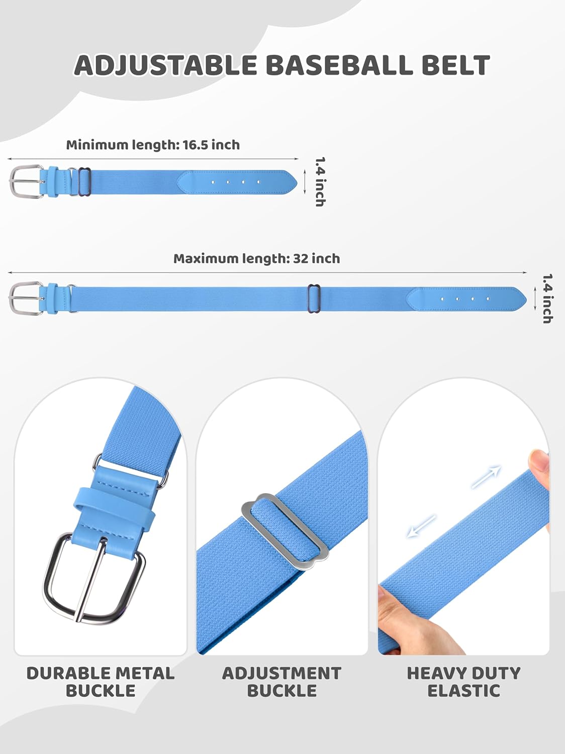 Toddler Baseball Socks and Belt Combo Set Cotton Youth Baseball Softball Socks Adjustable Belt for Boys Girls - Image 3